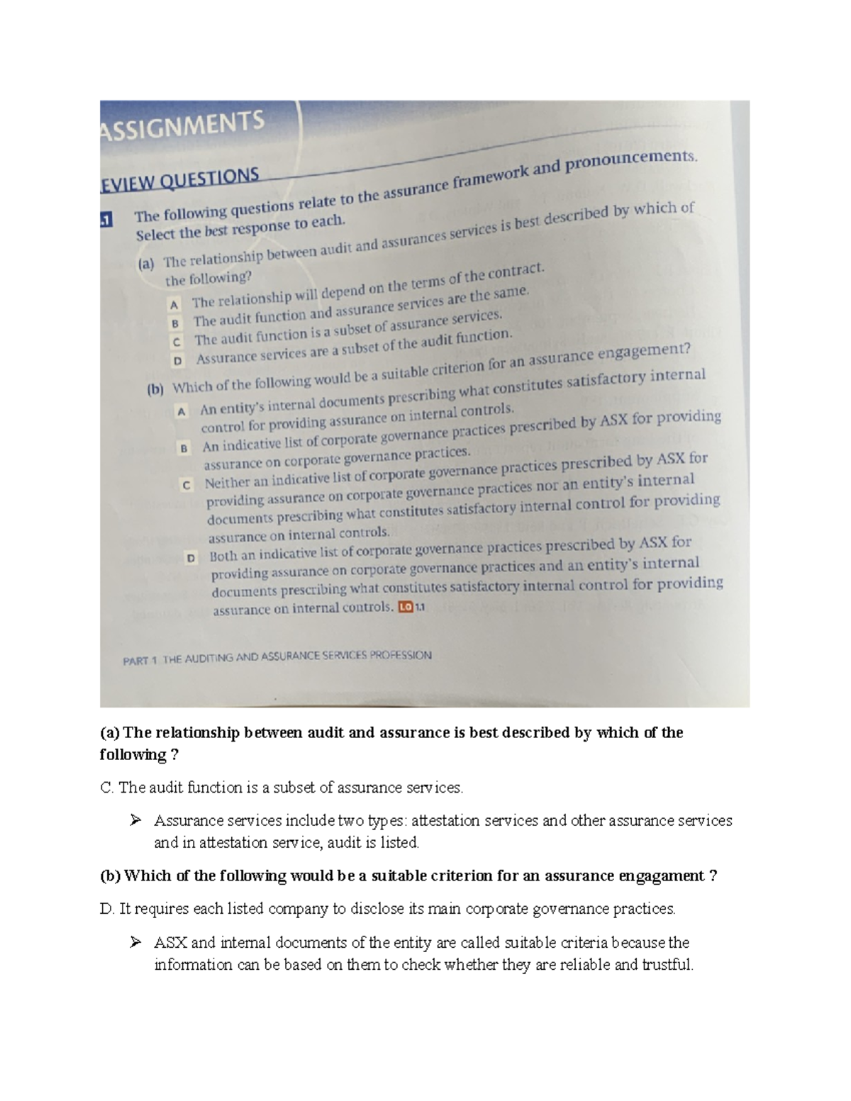 Homework CH1: Understanding Audit & Assurance Concepts and Practices ...