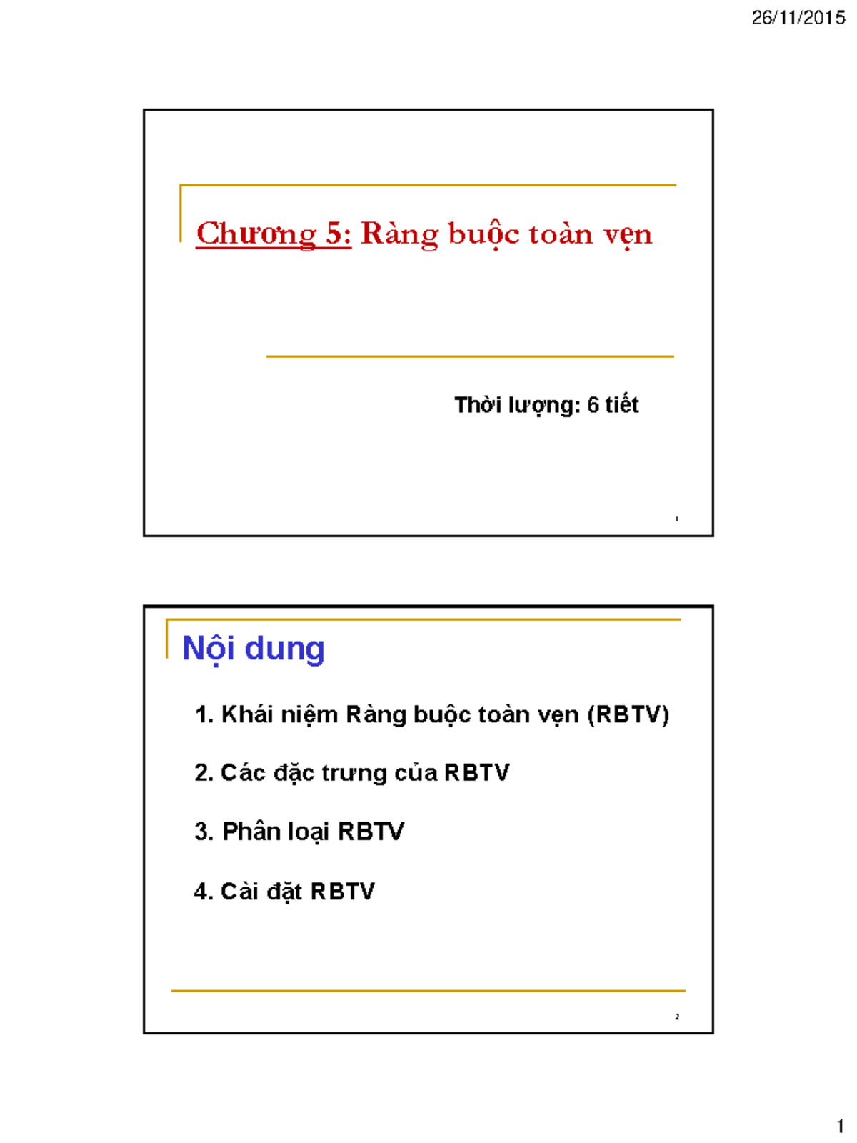 Chương 5: Ràng Buộc Toàn Vẹn - Cơ Sở Dữ Liệu THAI-BAO-TRAN - Studocu