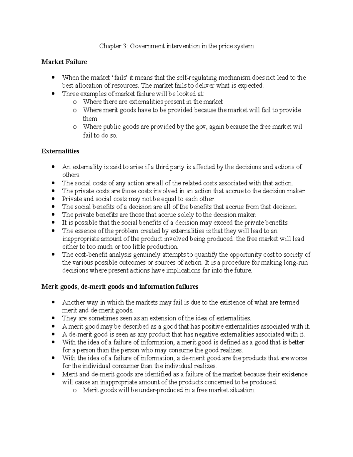 Chapter 3 Notes - Chapter 3: Government intervention in the price ...