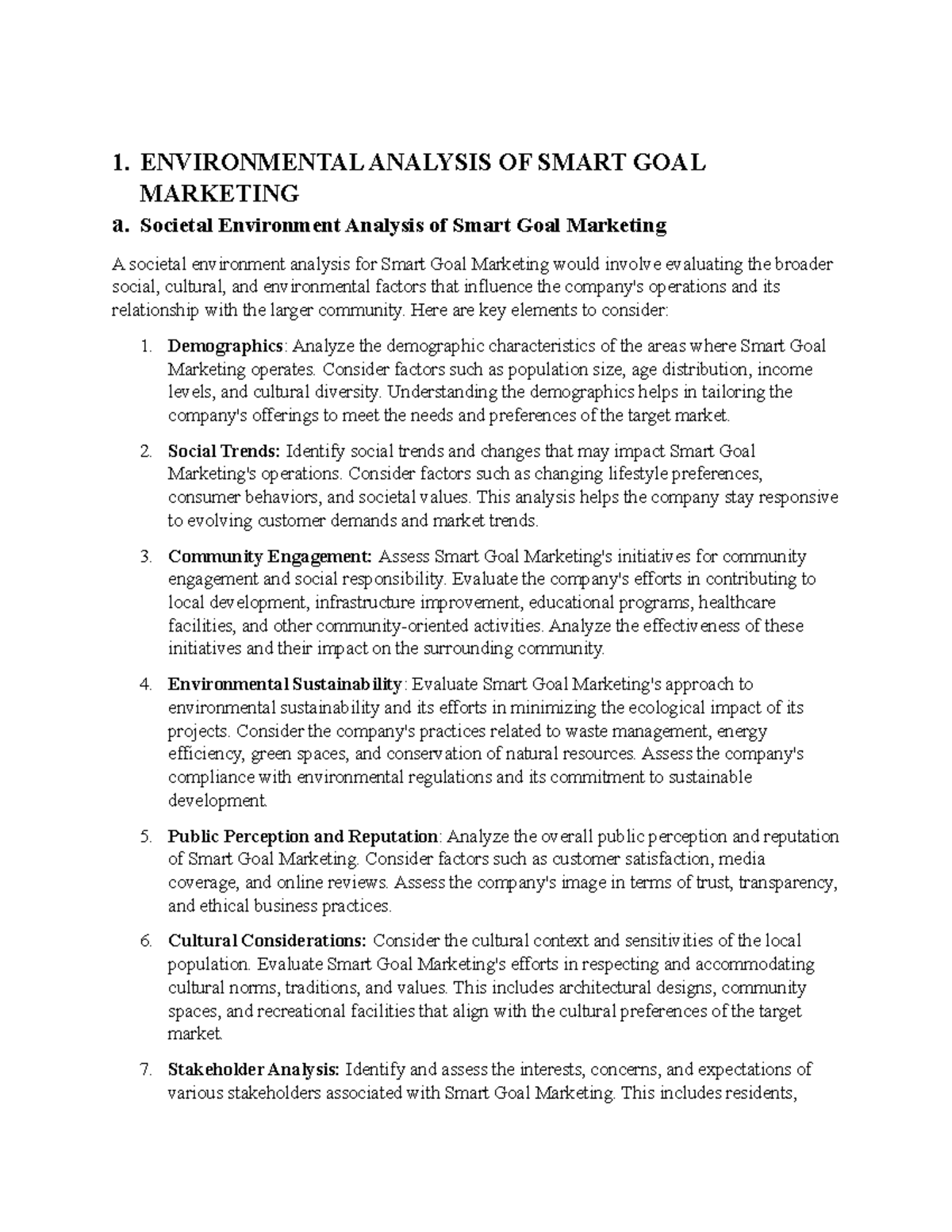 Environmental Analysis OF Smart GOAL Marketing - 1. ENVIRONMENTAL ...