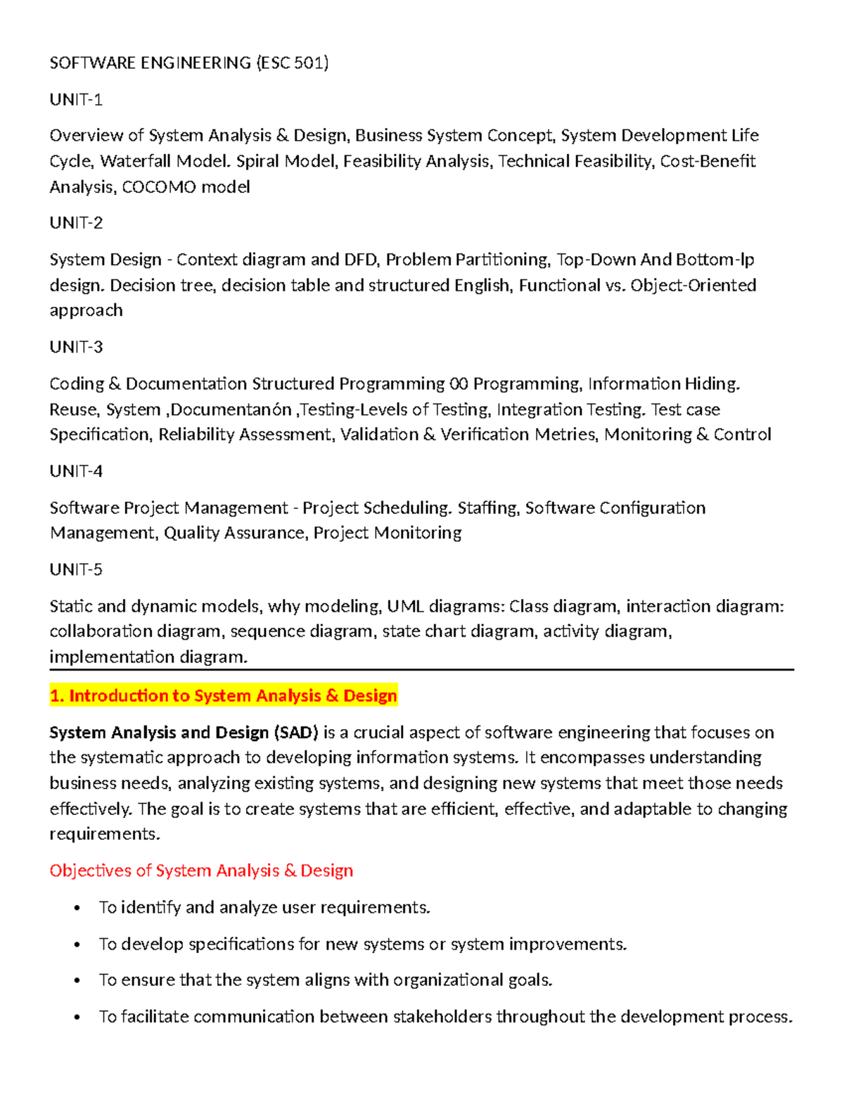 Se - ab cd ef gh - SOFTWARE ENGINEERING (ESC 501) UNIT- Overview of ...