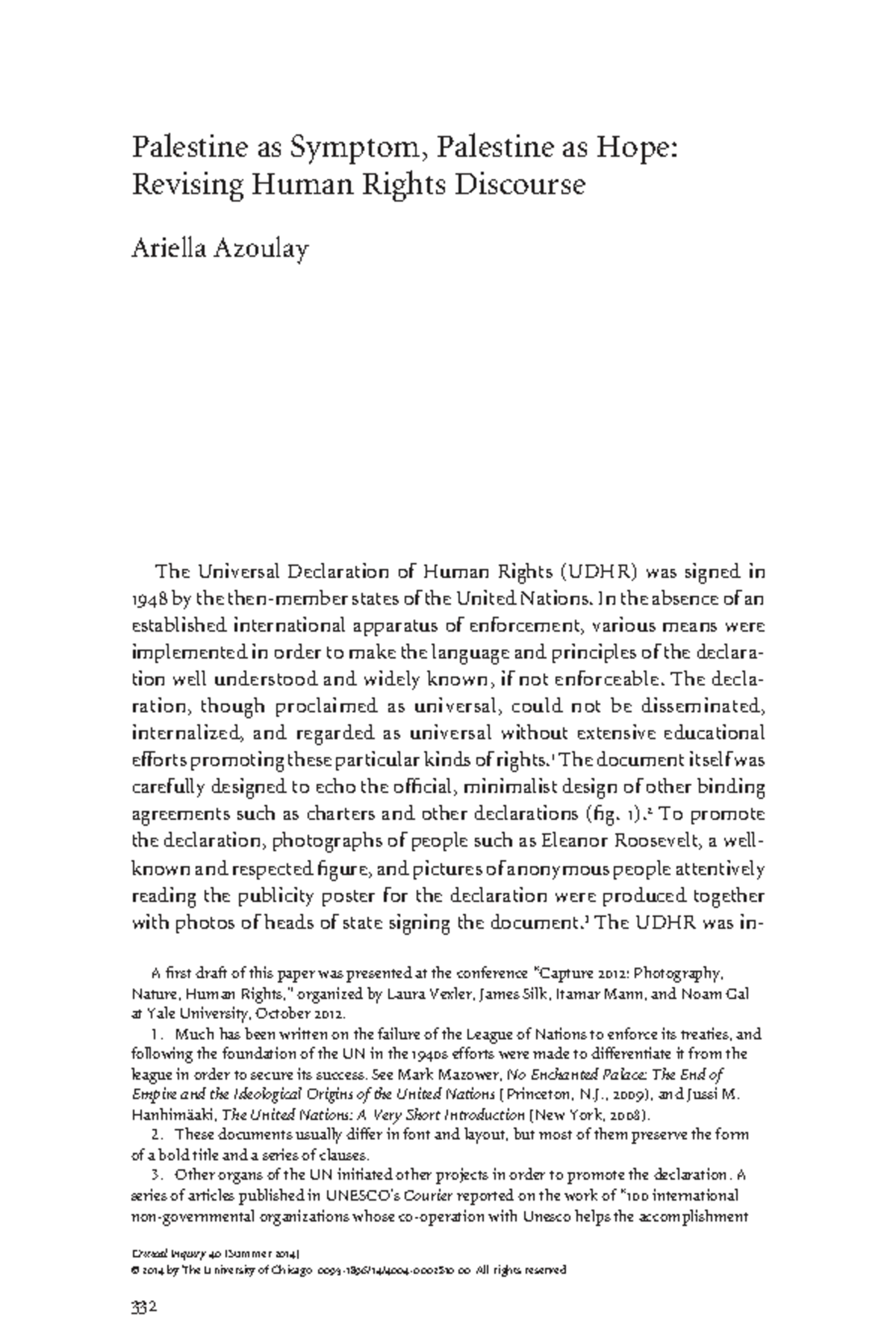Palestine as Symptom and Hope: A Critical Revision of Human Rights ...