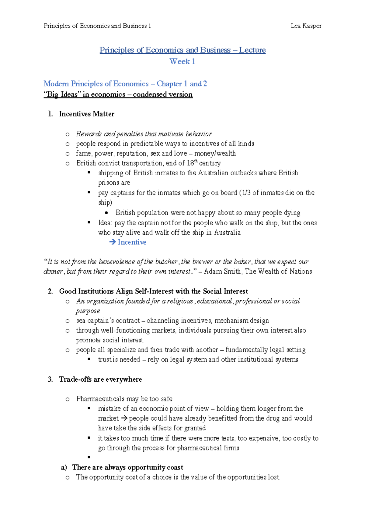 Principles of Economics and Business 1: Summary of Key Concepts and ...