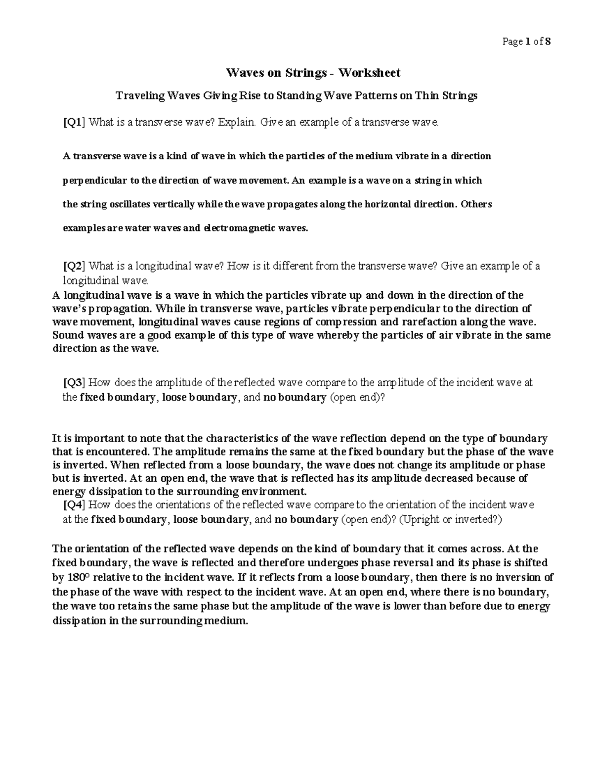 Waves on Strings - Worksheet (Physics 101) - Studocu