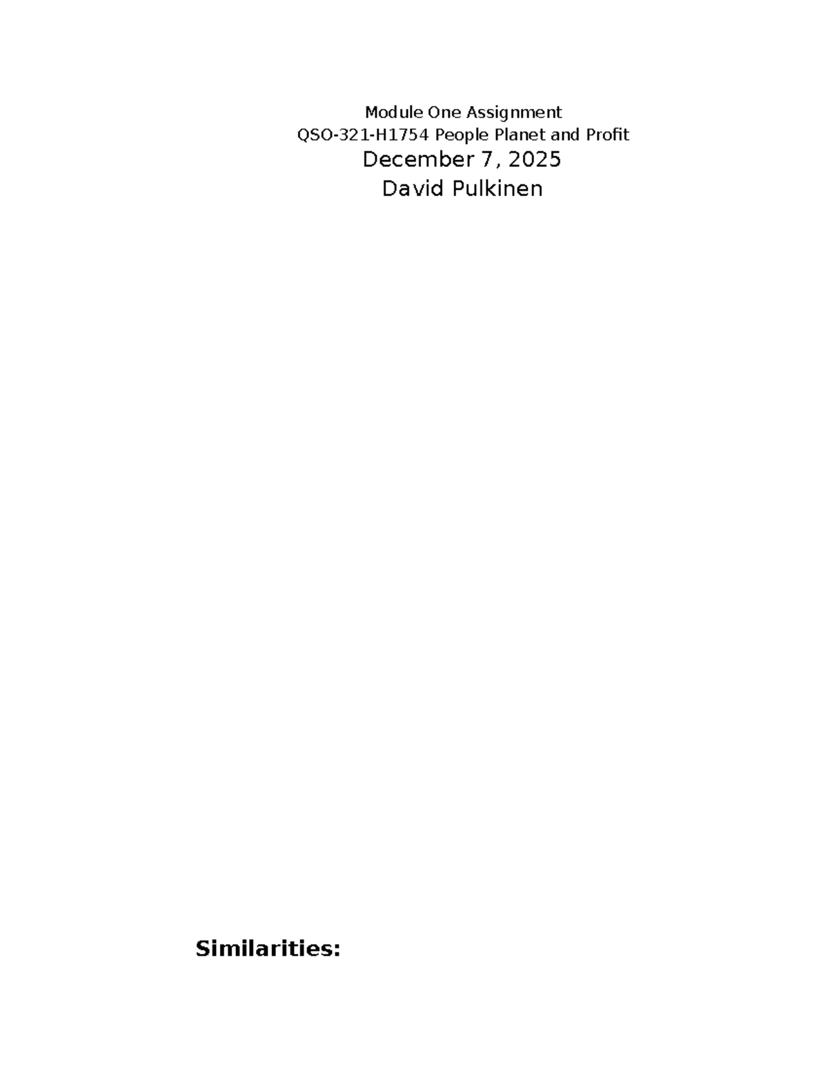 Module One Assignment: TBL Framework in Service & Manufacturing - Studocu