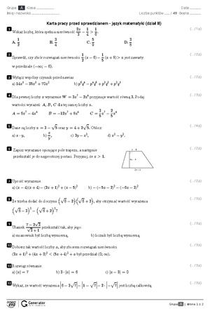 Działania Na Potęgach Zadania Sprawdzian Gimnazjum www.studocu.com