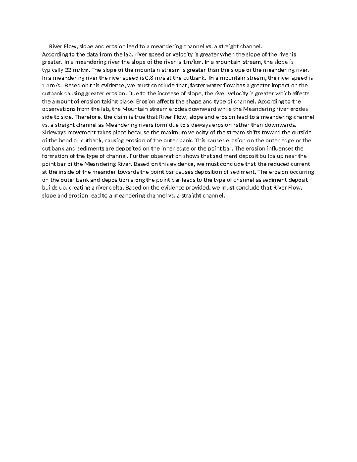 Weathering and Erosion Effects on River Channel Types - CER - Studocu