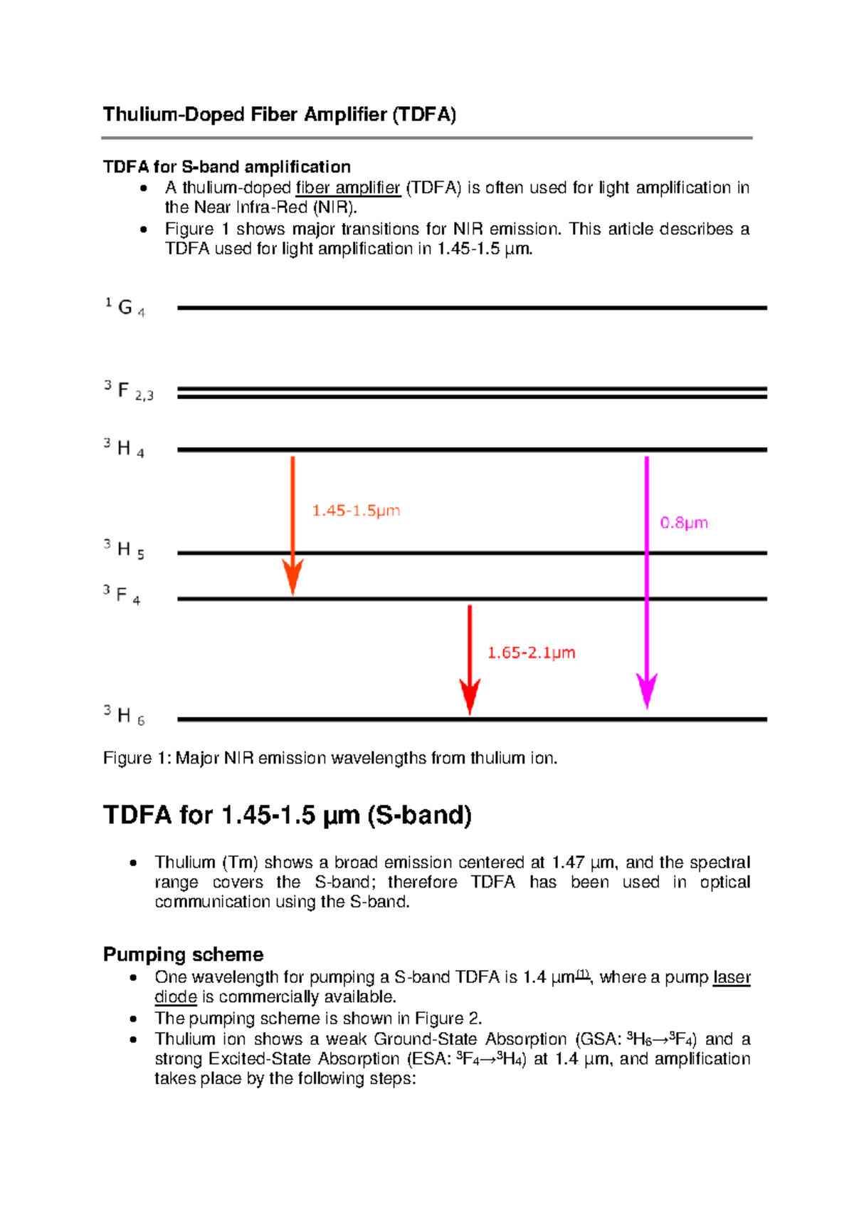 TDFA 1 - Thulium-Doped Fiber Amplifier (TDFA) TDFA for S-band ...