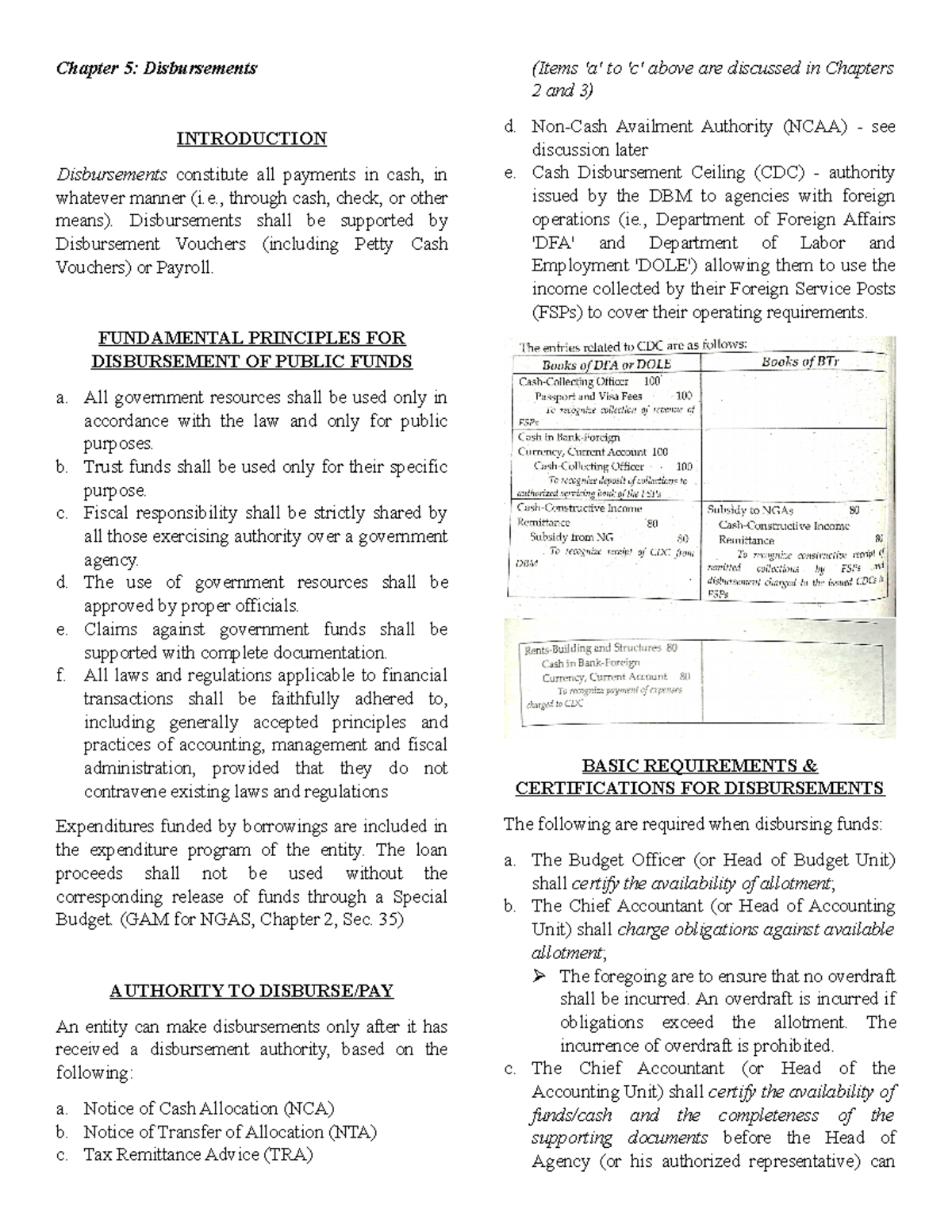 Chapter 5: Disbursements in Public Finance and Administration - Studocu