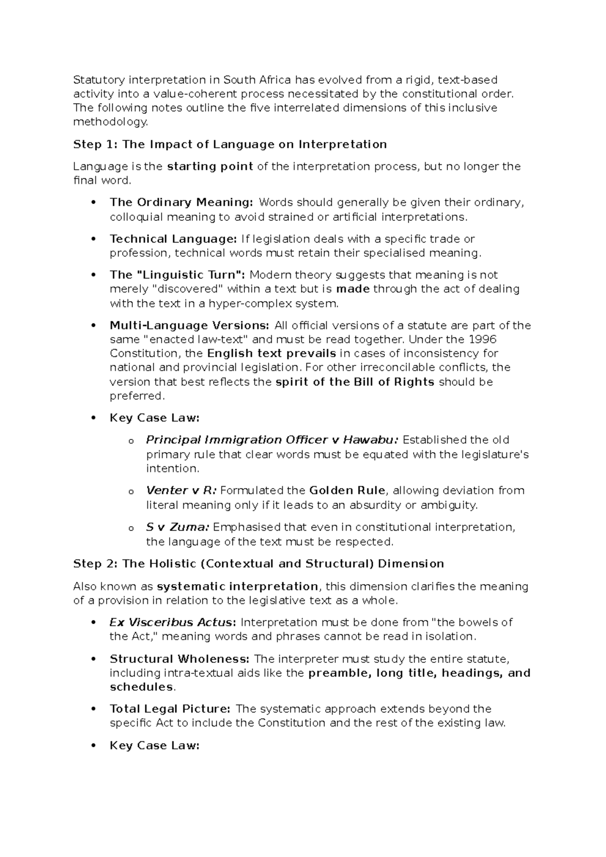 Statutory Interpretation in South Africa: Key Dimensions and Case Law ...