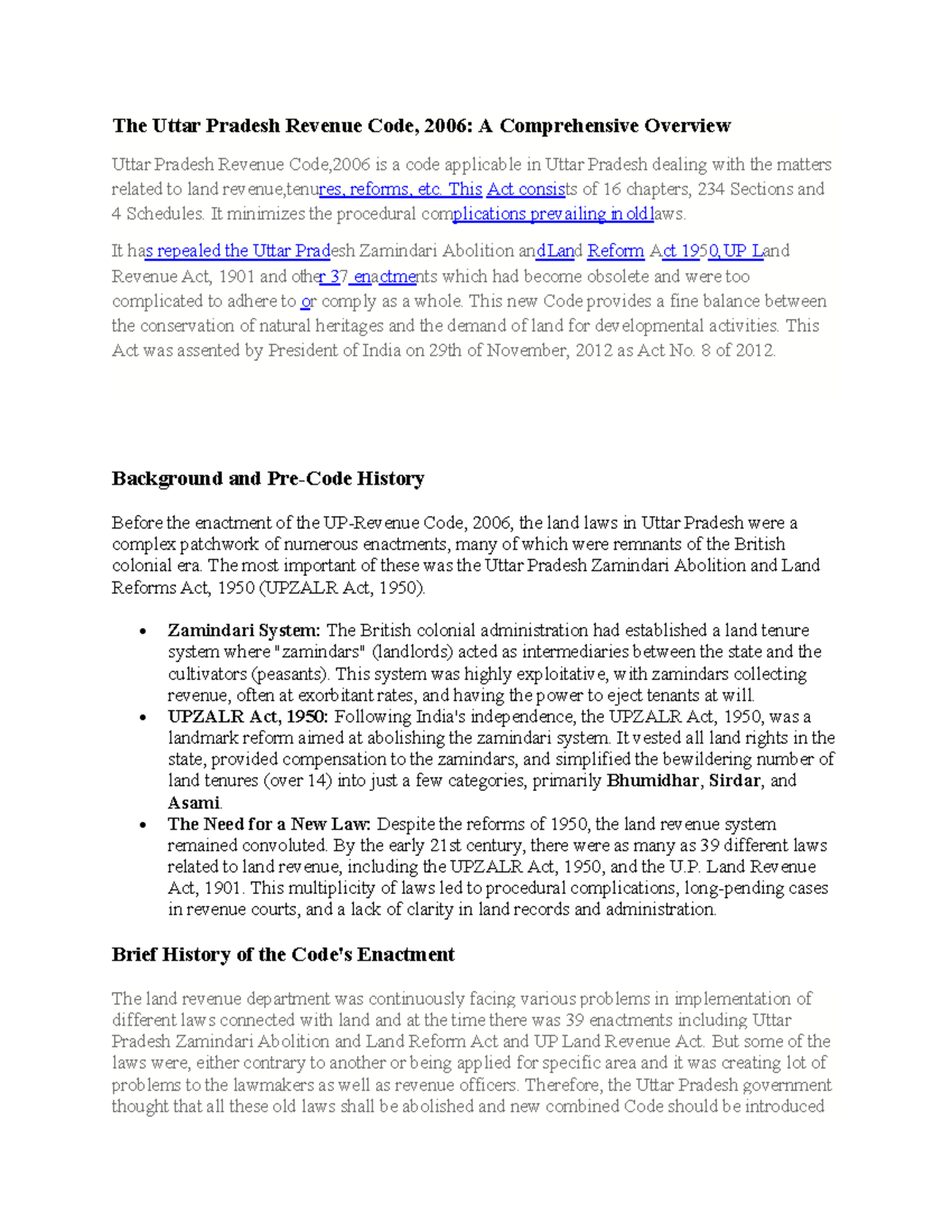 UP Revenue Code, 2006: Key Features and Administrative Framework - Studocu
