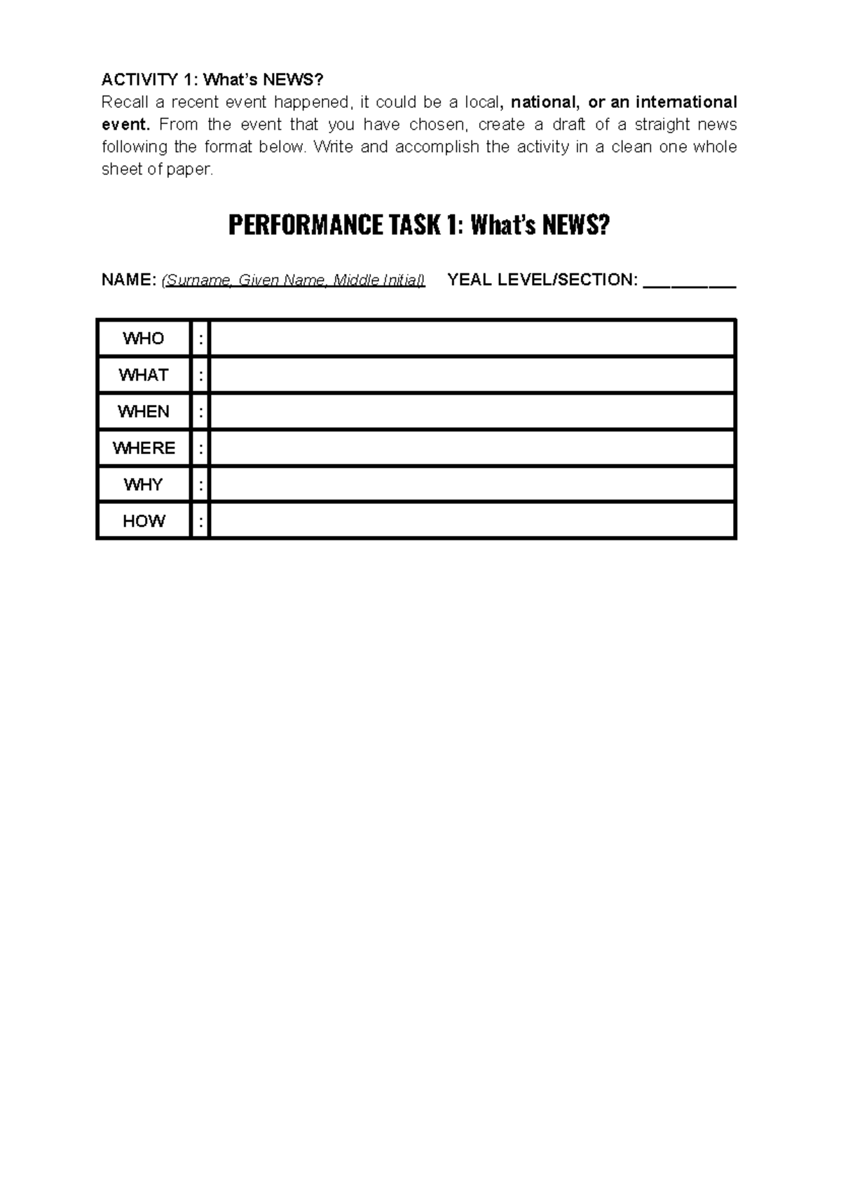 Performance TASK 1 - English 7 - Bachelor of Secondary Education Major ...