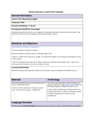 [Solved] Part One Lesson Plan A Using the Direct Instruction Lesson ...