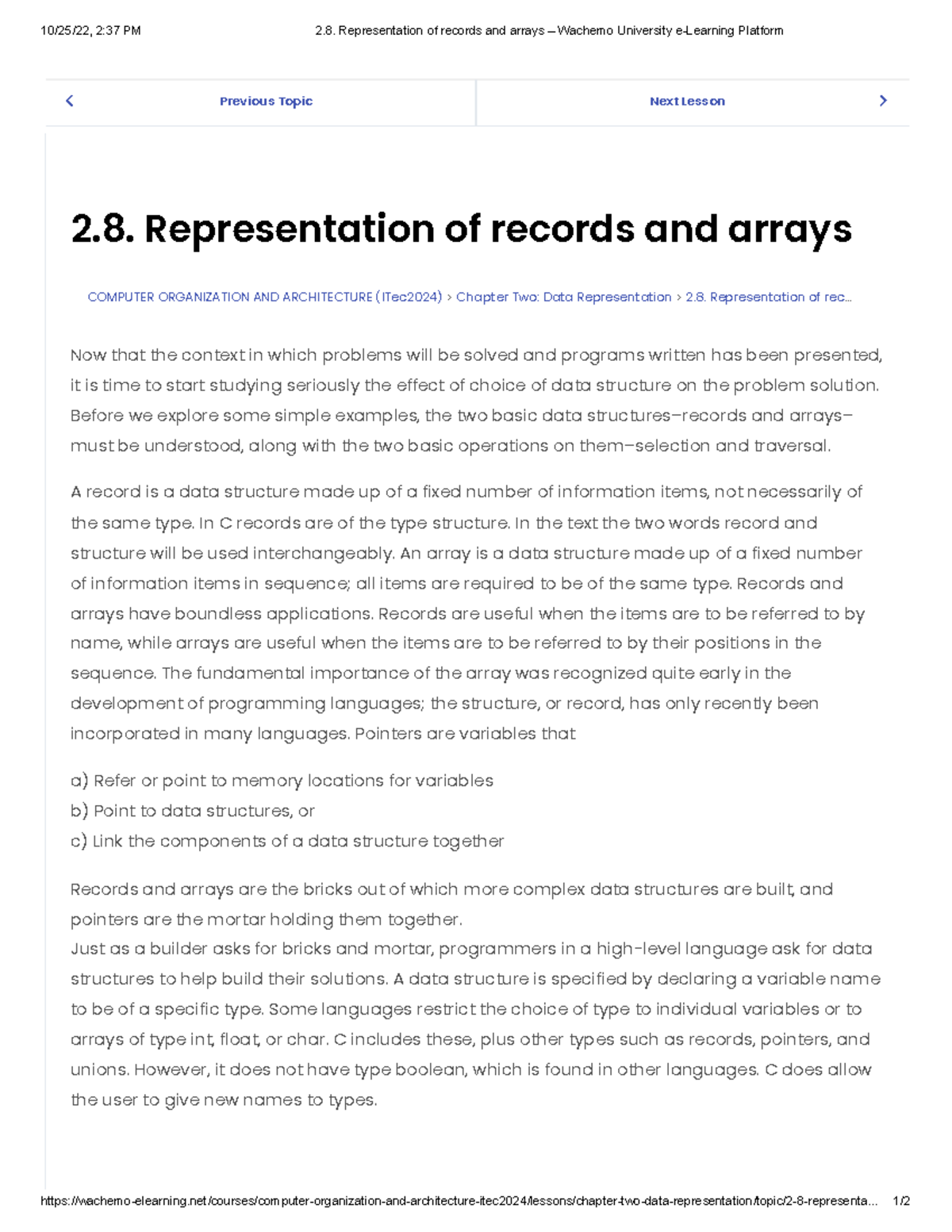 2.8. Representation of records and arrays – Wachemo University e ...