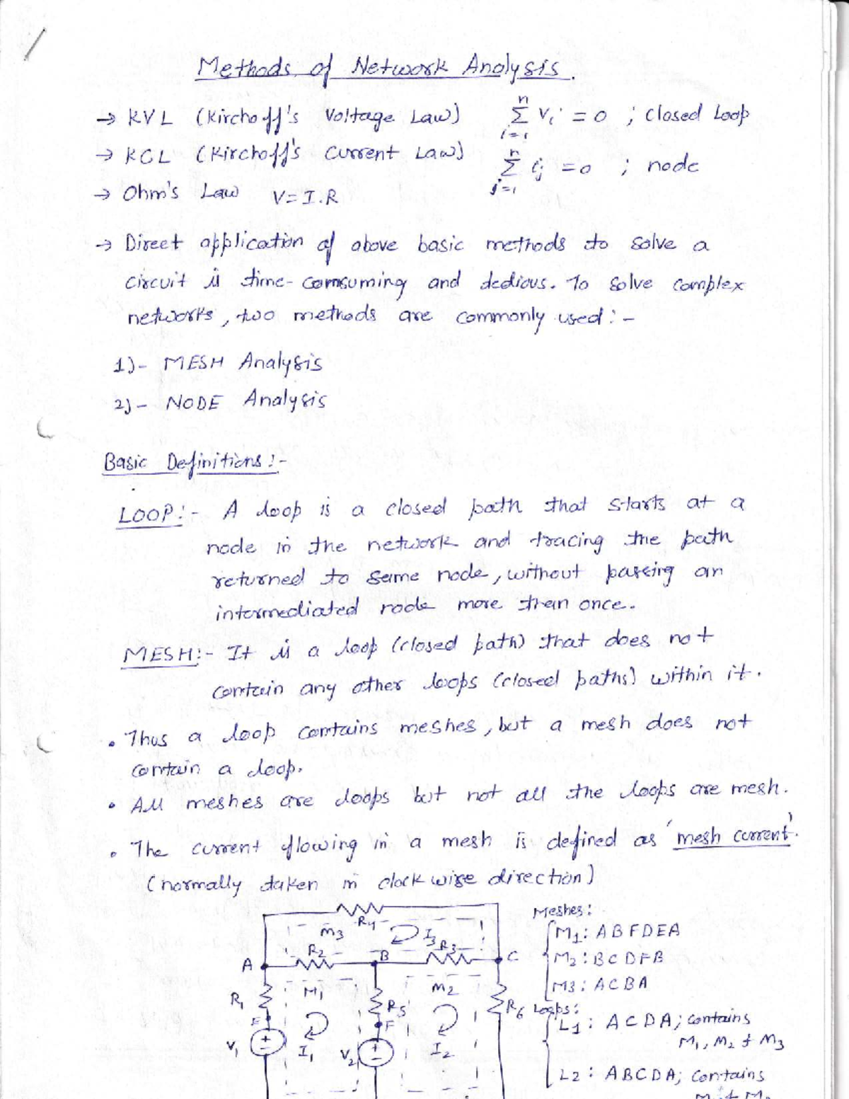 Mesh Analysis - EE 101 Lecture Notes on Circuit Theory - Studocu