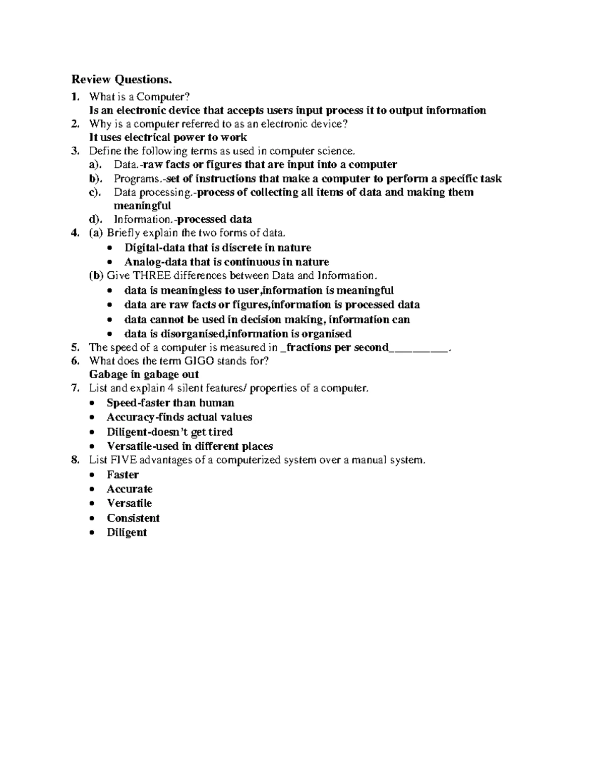 ICT CAT EXAM - Comprehensive Revision Questions & Answers - Studocu