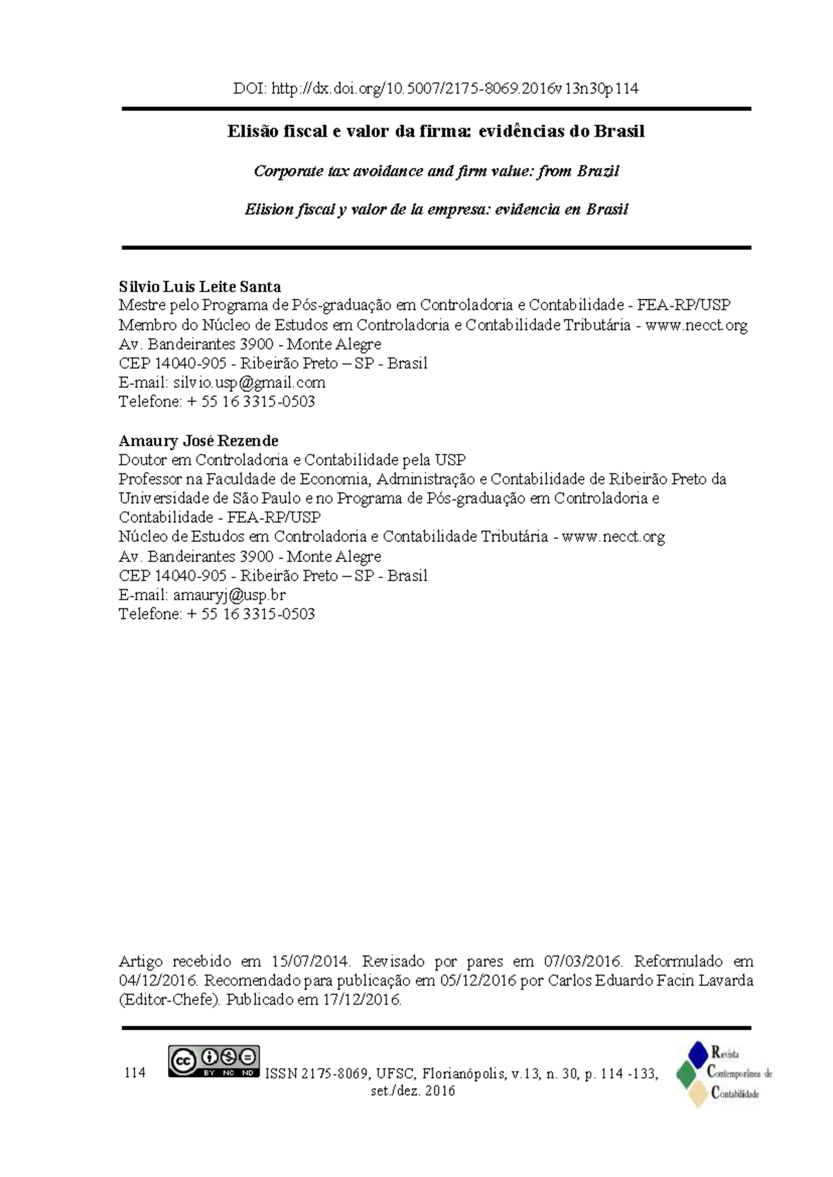 Corporate Tax Avoidance and Firm Value: Evidence from Brazil - 5763543 ...