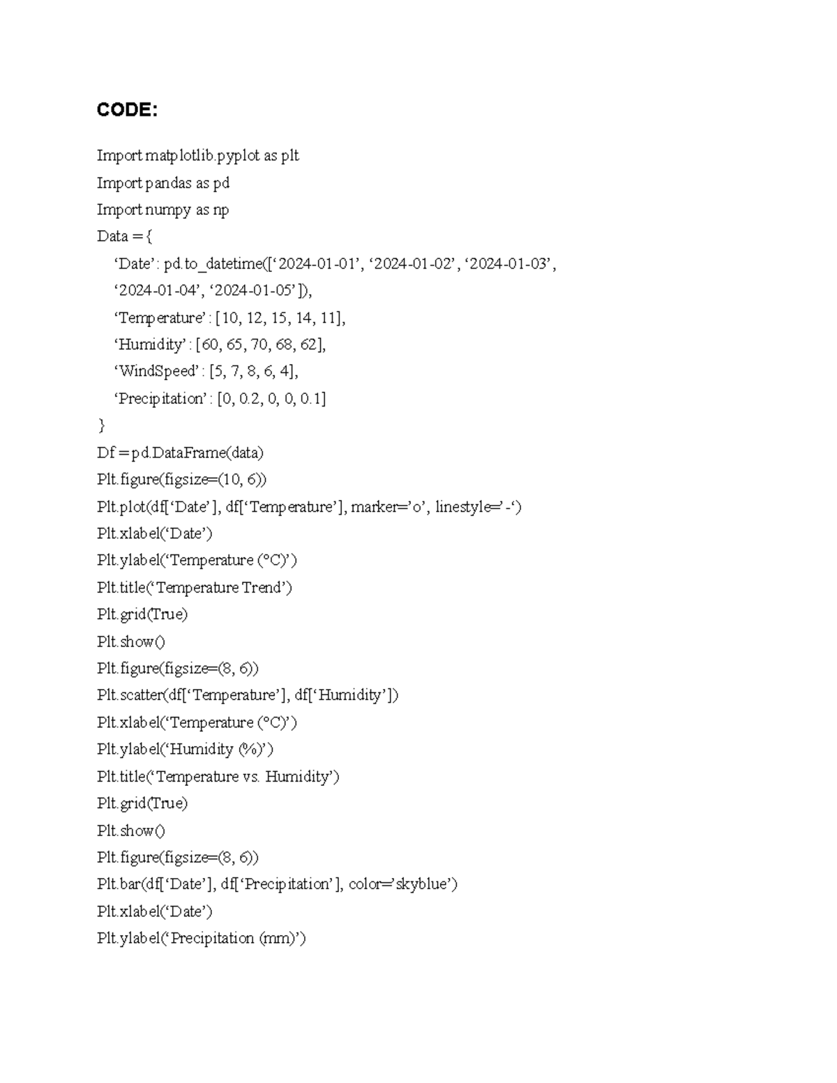 ADS EXP1 - Applied Data Science Practical - CODE: Import matplotlib as ...