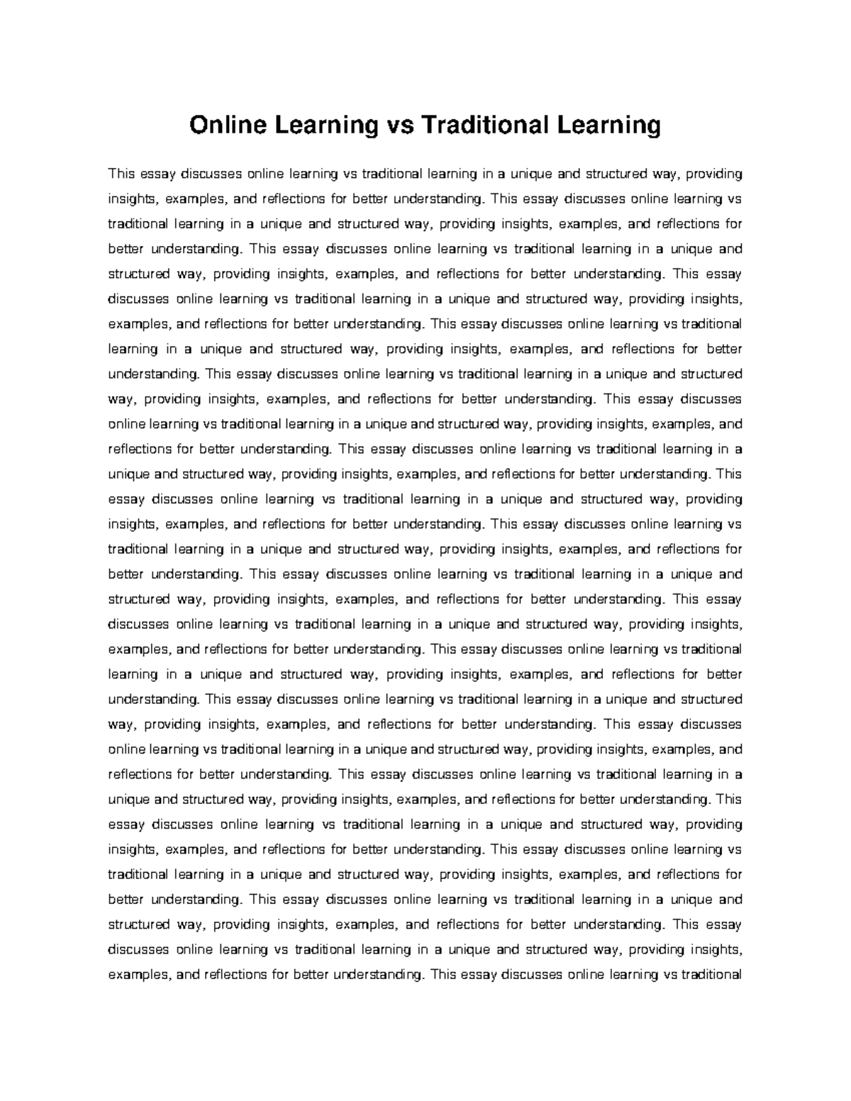 Comparative Analysis of Online Learning vs Traditional Learning - Studocu