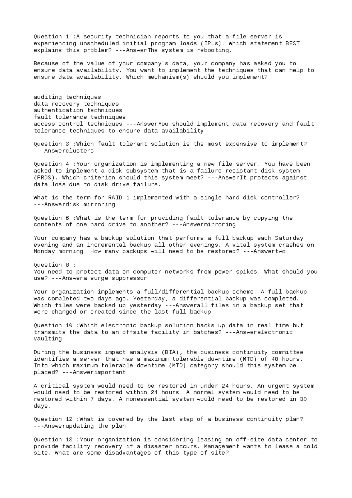 Test Prep 3 OA C795 - Study notes for C725 - Question 1 :A security ...