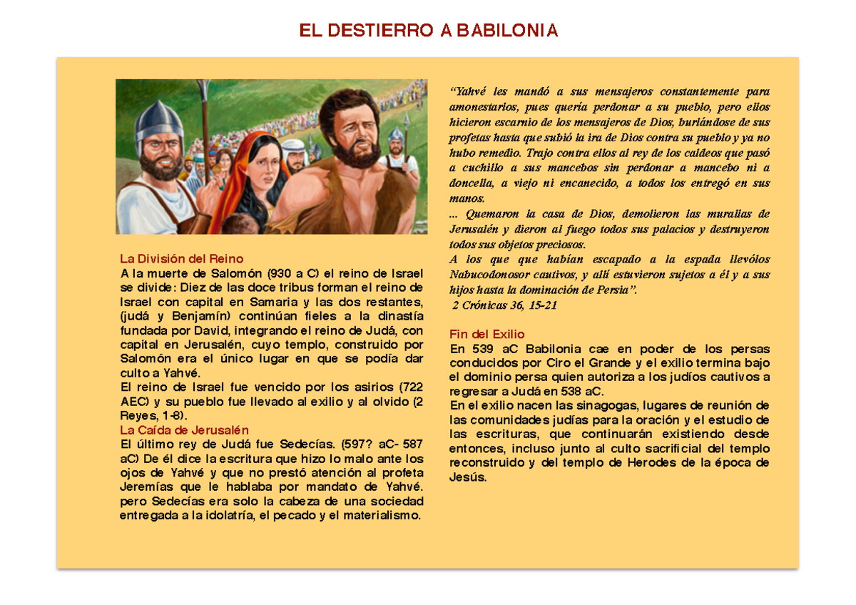 Destierro a Babilonia - EL DESTIERRO A BABILONIA La División del Reino ...