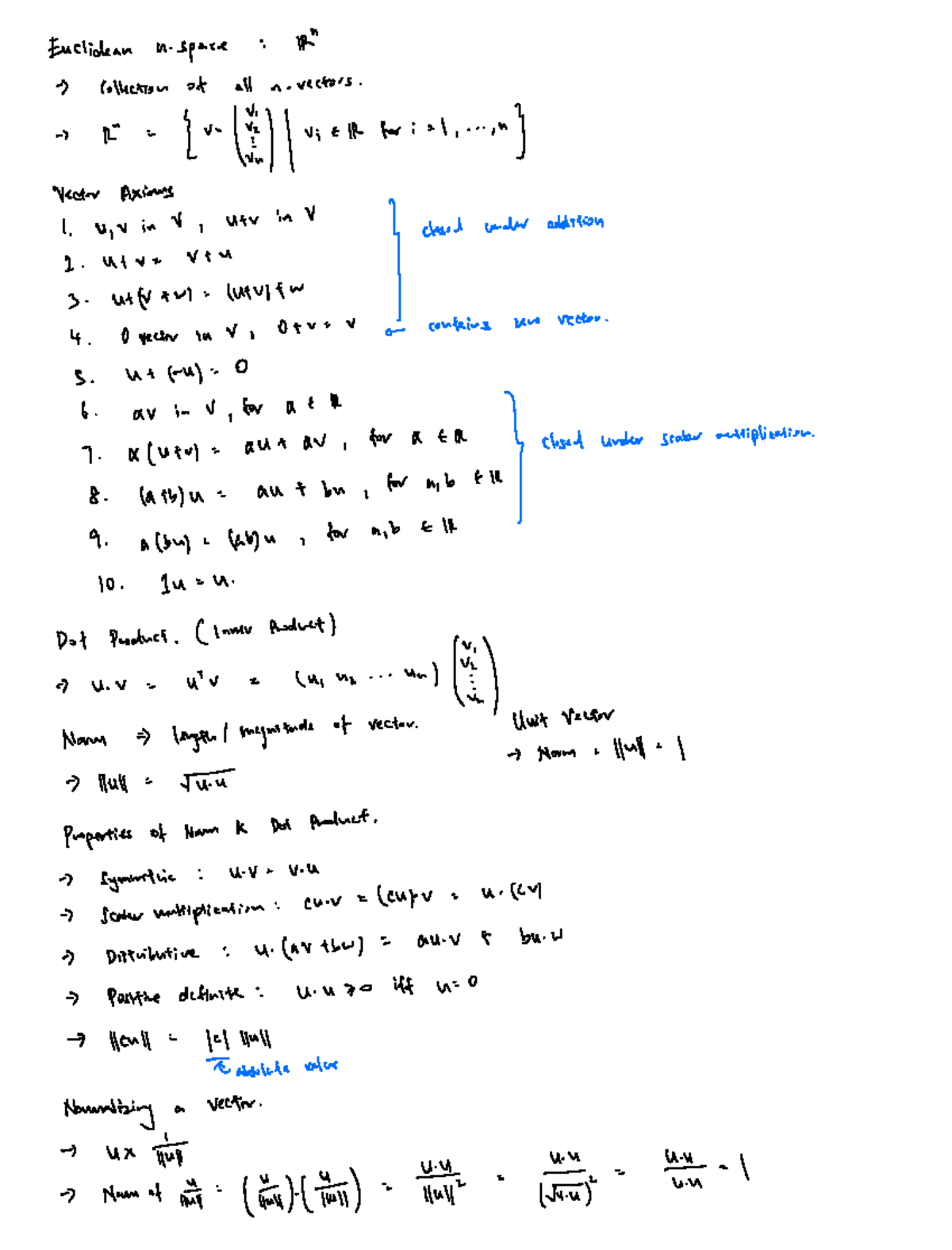 MA1522 - Chapter 3 Summary: Linear Algebra Concepts and Definitions ...