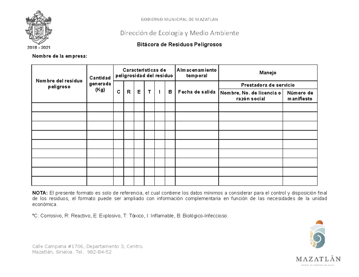 Bitácora de RP`s - residuos - Dirección de Ecología y Medio Ambiente ...