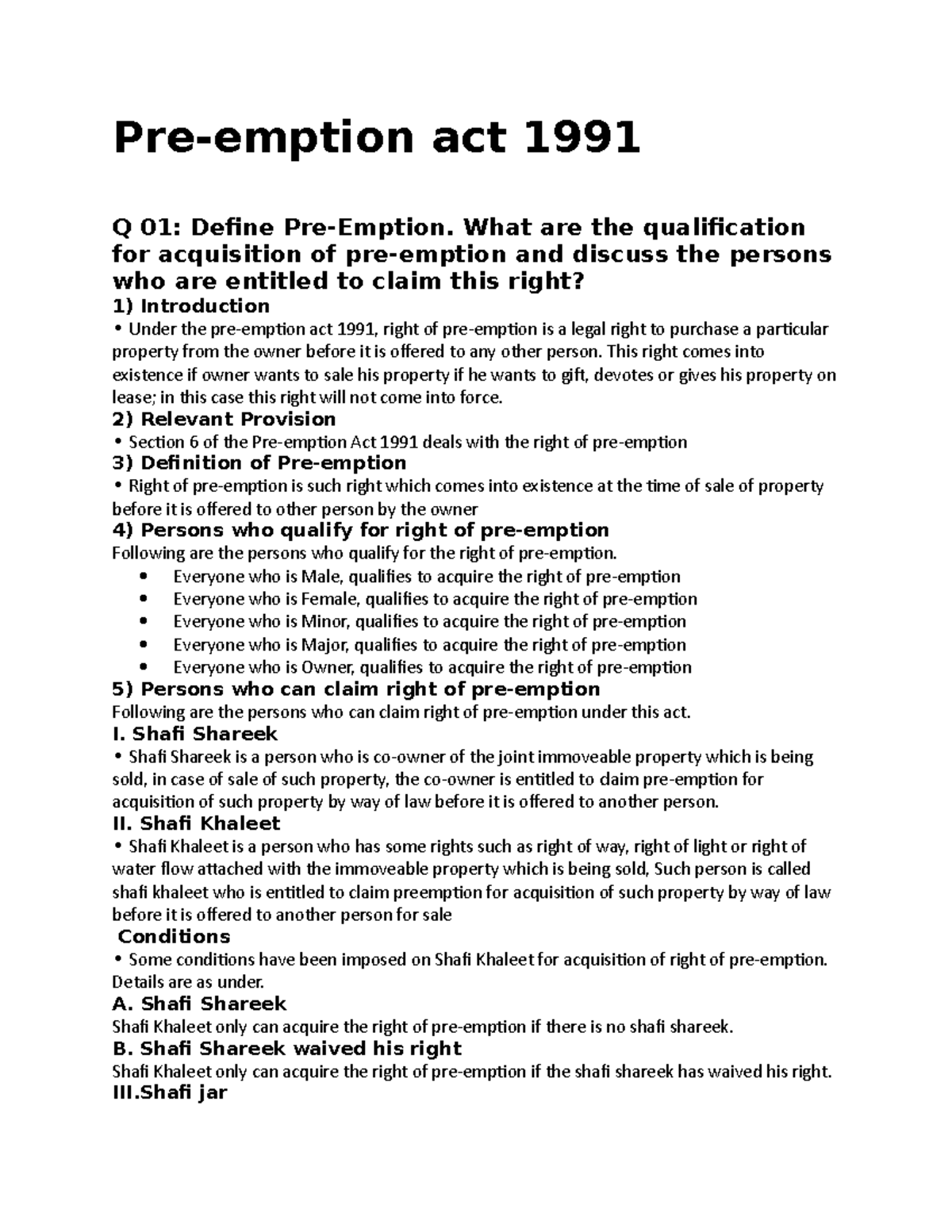 Pre-emption Act 1991: Qualifying Conditions & Market Value Guidelines ...