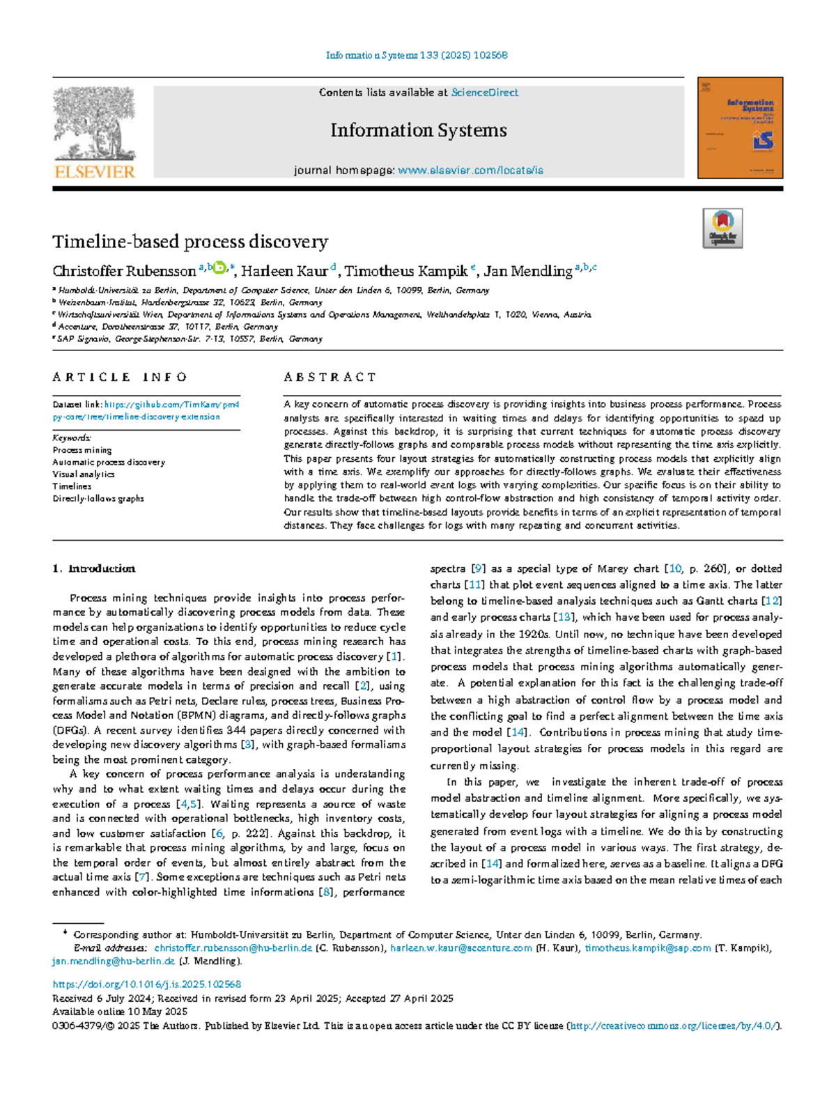Timeline-Based Process Discovery Strategies in Information Systems 133 ...