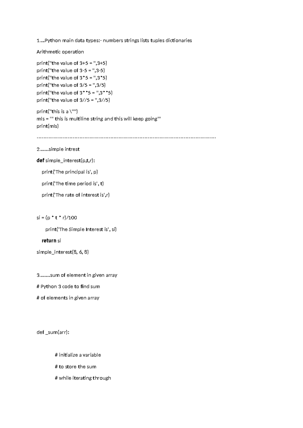 Python theory - management student year 23-25 - 1... main data types ...