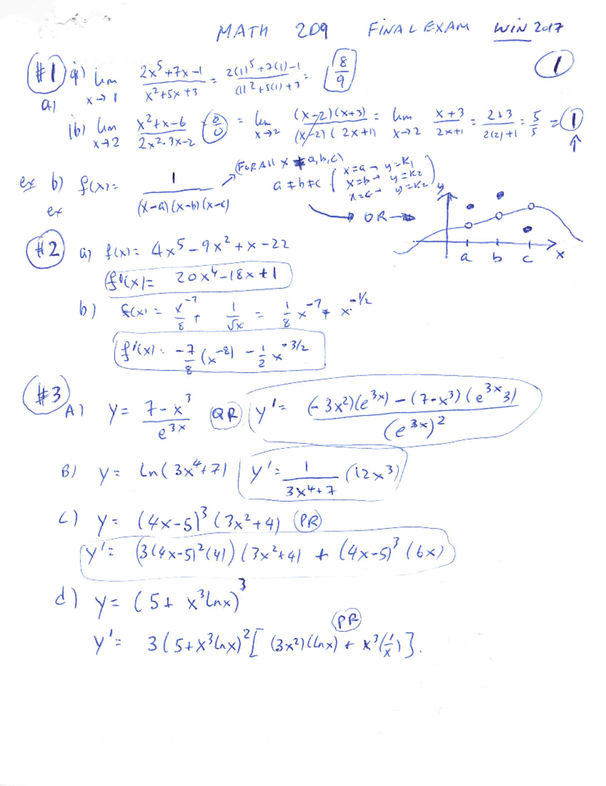 MATH 209 April 2017 Final Exam Solutions and Explanations - Studocu