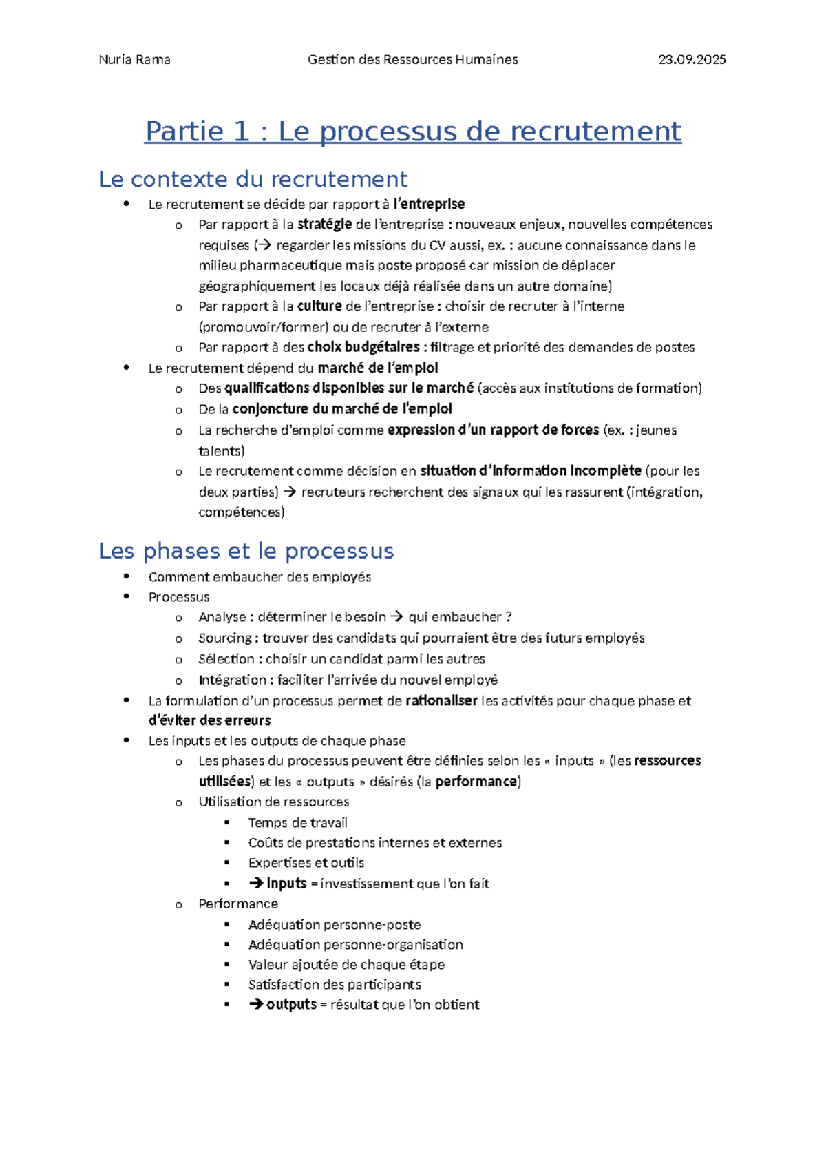 Gestion des Ressources Humaines - Recrutement (Partie 1) - 23.09.2025 ...