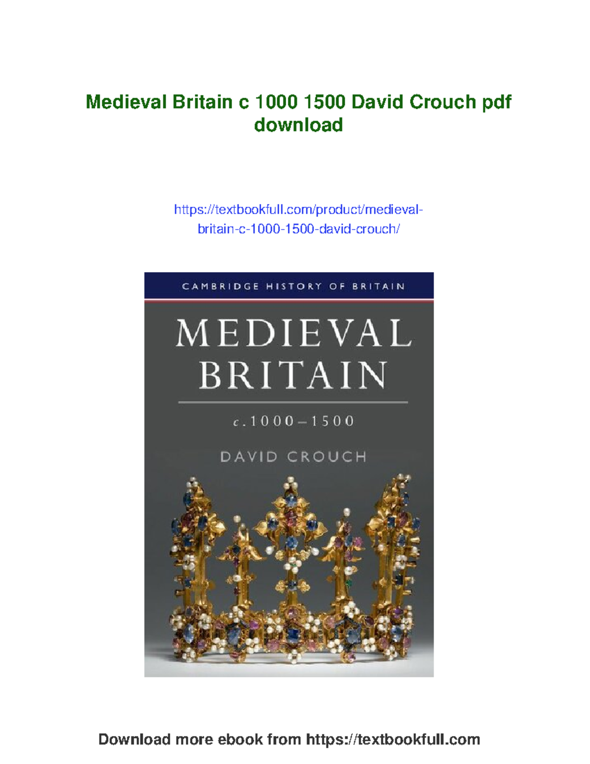 Medieval Britain, c. 1500: An Introduction by David Crouch - Studocu