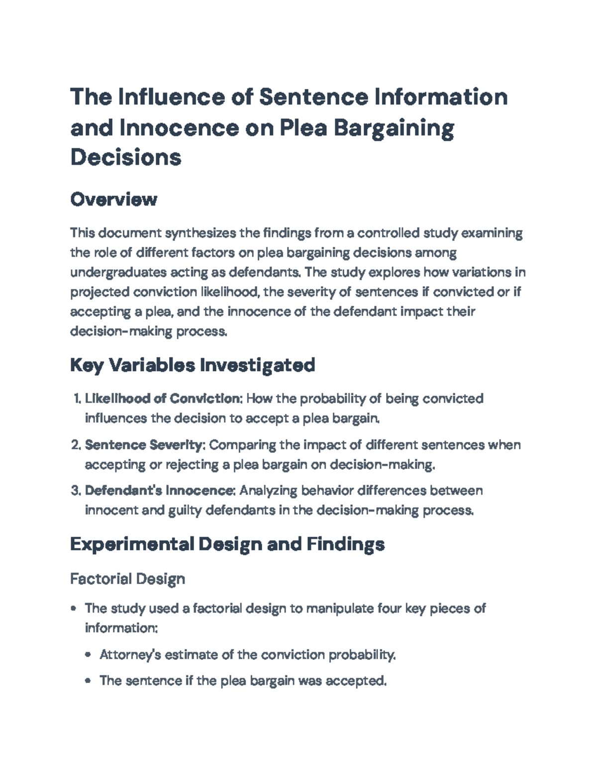 The Impact of Sentence Severity & Innocence on Plea Bargaining ...