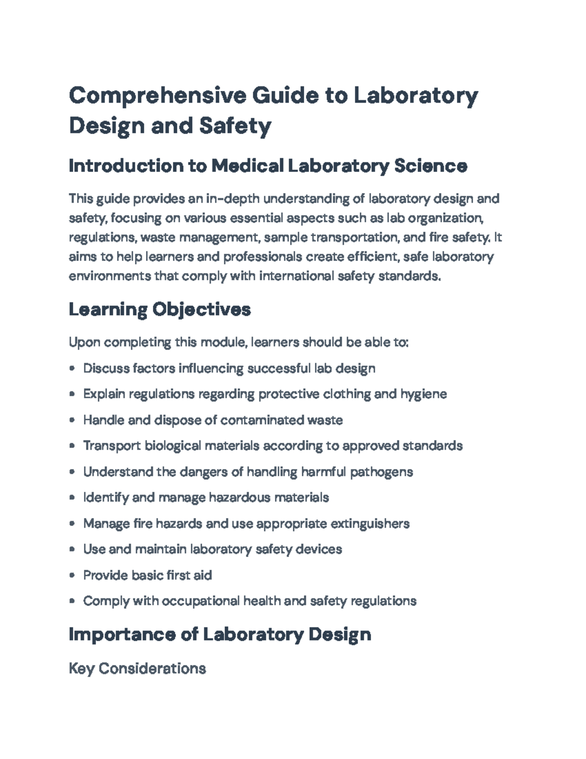 Comprehensive Lab Design & Safety Guide (MLSC 101) for Medical Science ...