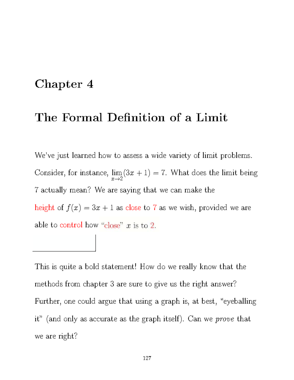 Chapter 4: Formal Definition of a Limit (Math 101) - Studocu