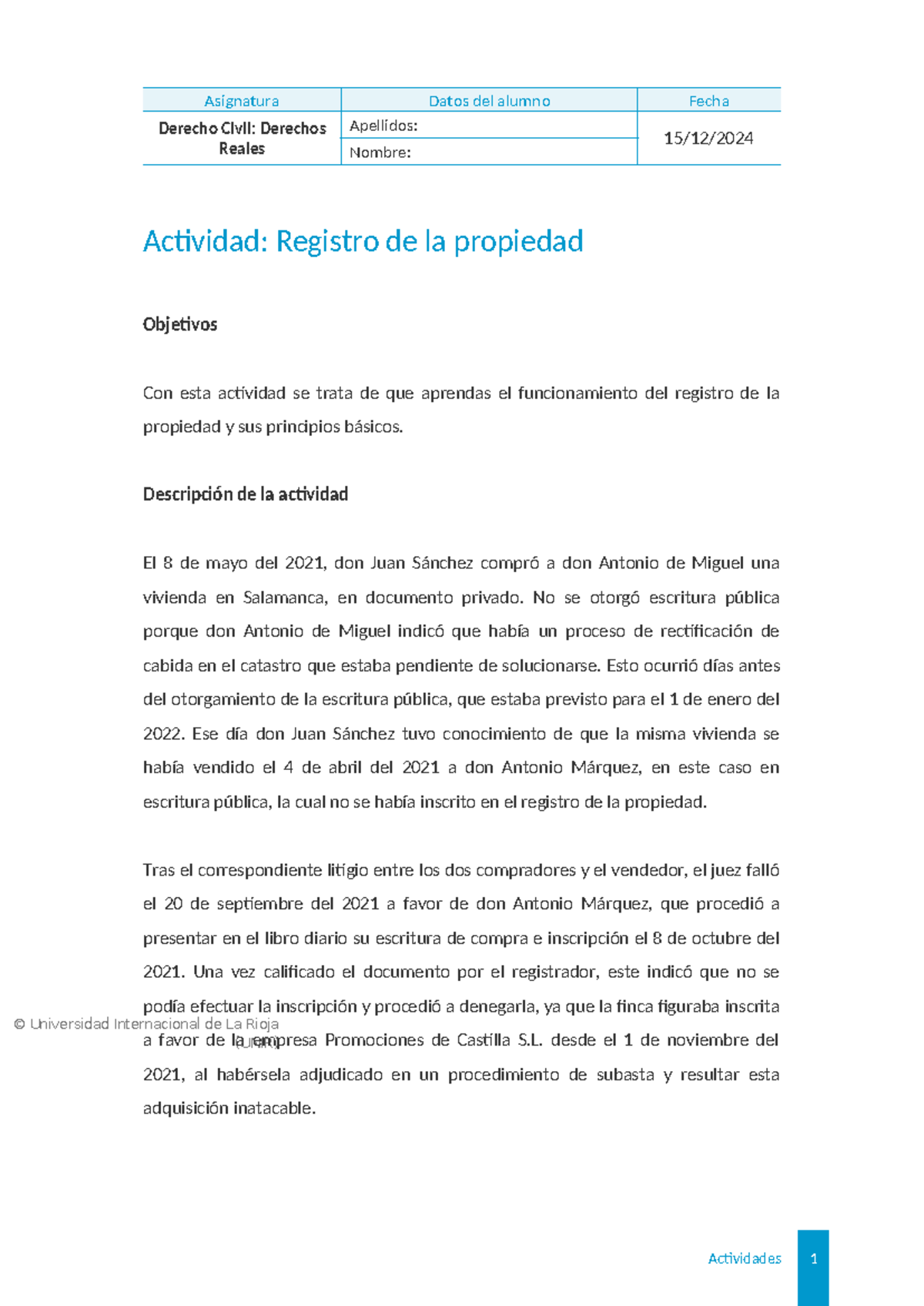 Registro de la propiedad - © Universidad Internacional de La Rioja ...