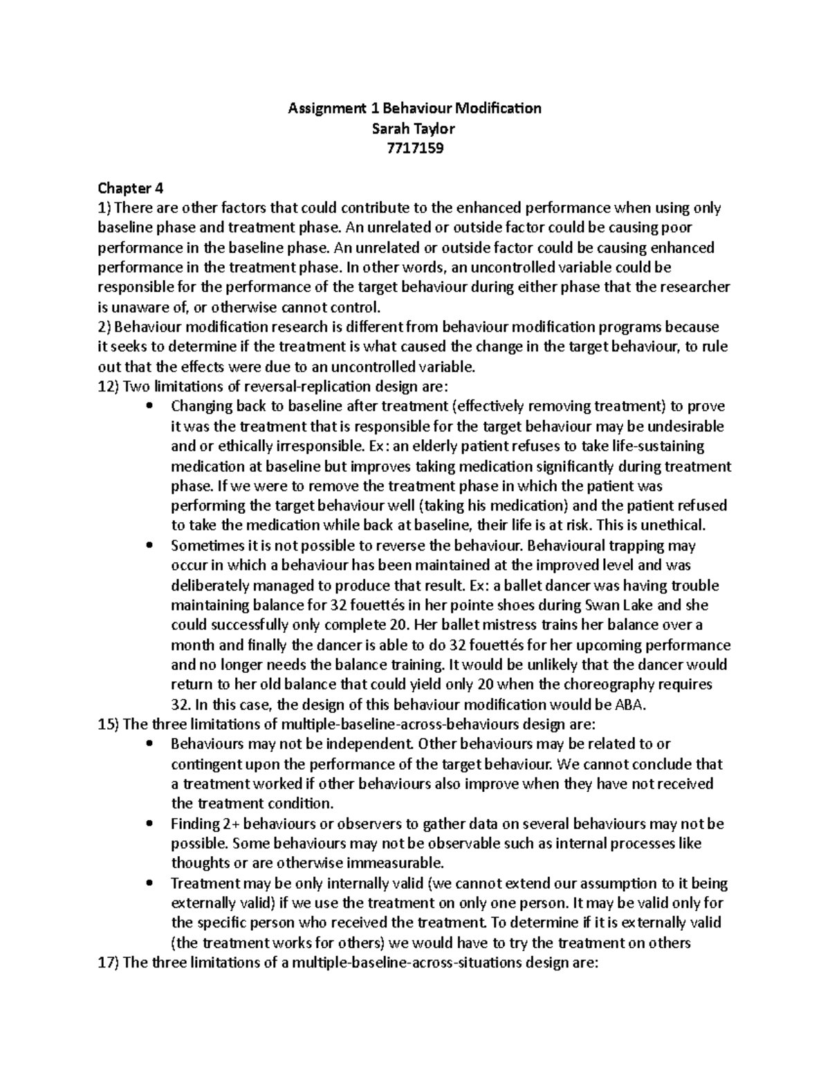 Assignment 1 Behaviour Modification - Assignment 1 Behaviour ...
