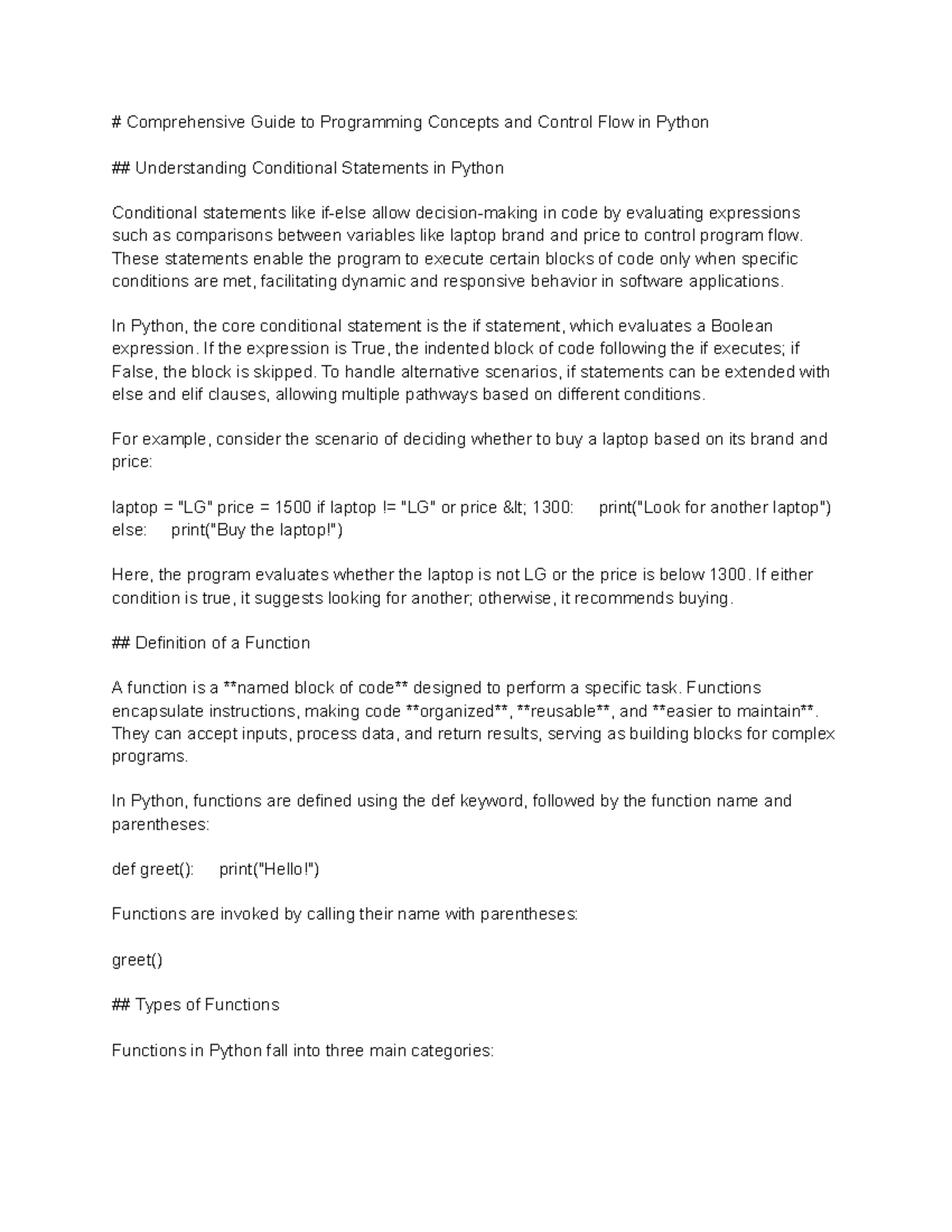 Comprehensive Guide to Python Programming Concepts (CS101) - Studocu