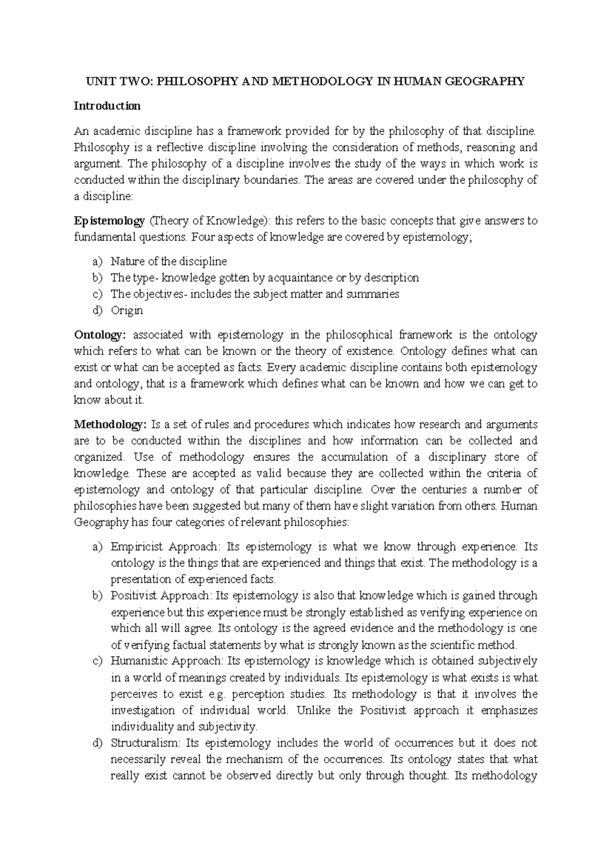 PHI 201: Philosophy & Methodology in Human Geography - Key Paradigms ...