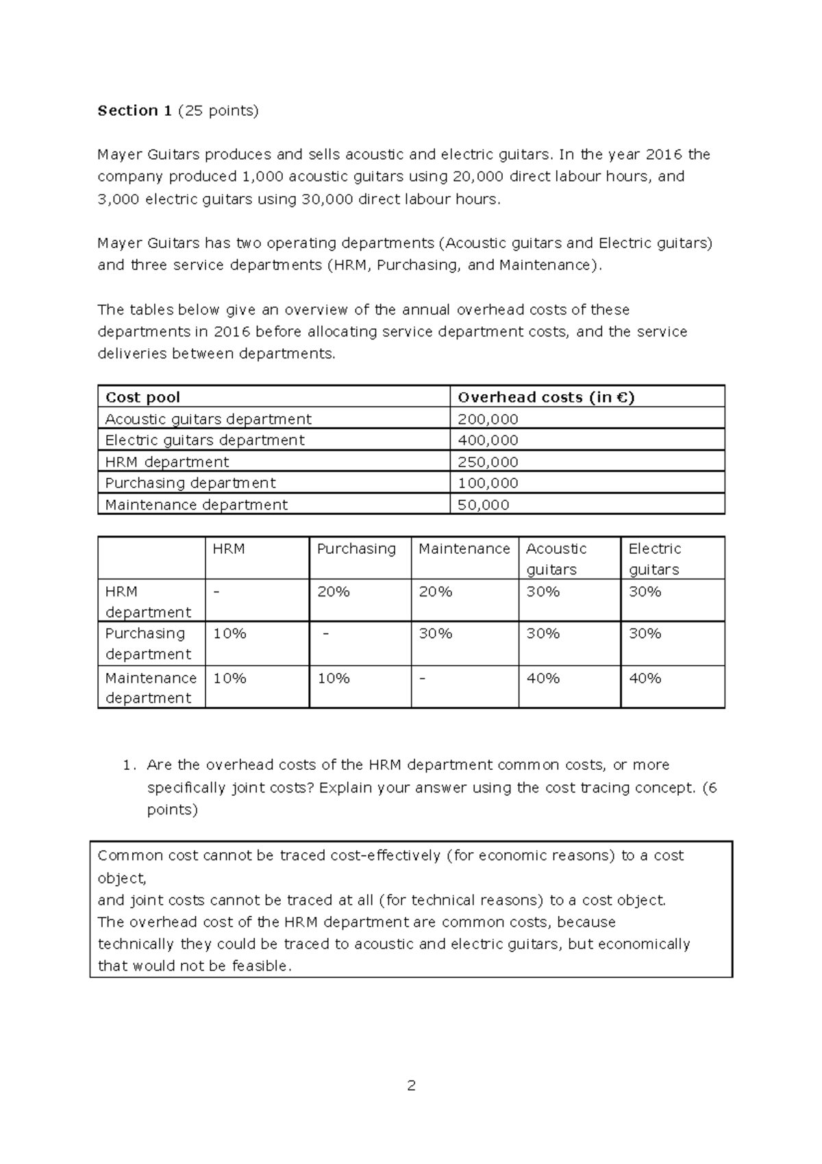 Mock Exam MA2: Comprehensive Answers on Management Accounting Concepts ...
