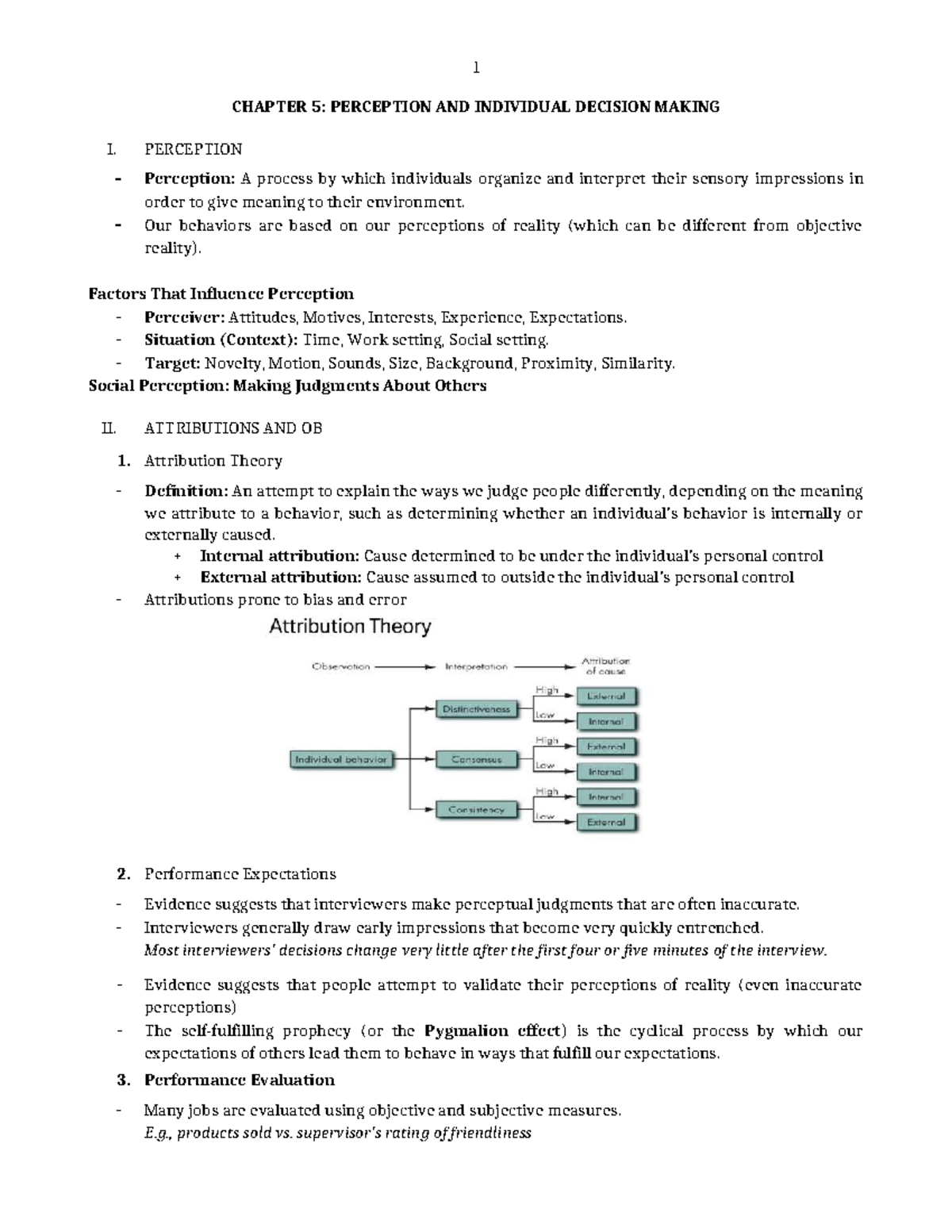 Chapter 5: Perception & Decision Making in OB (1) - Studocu
