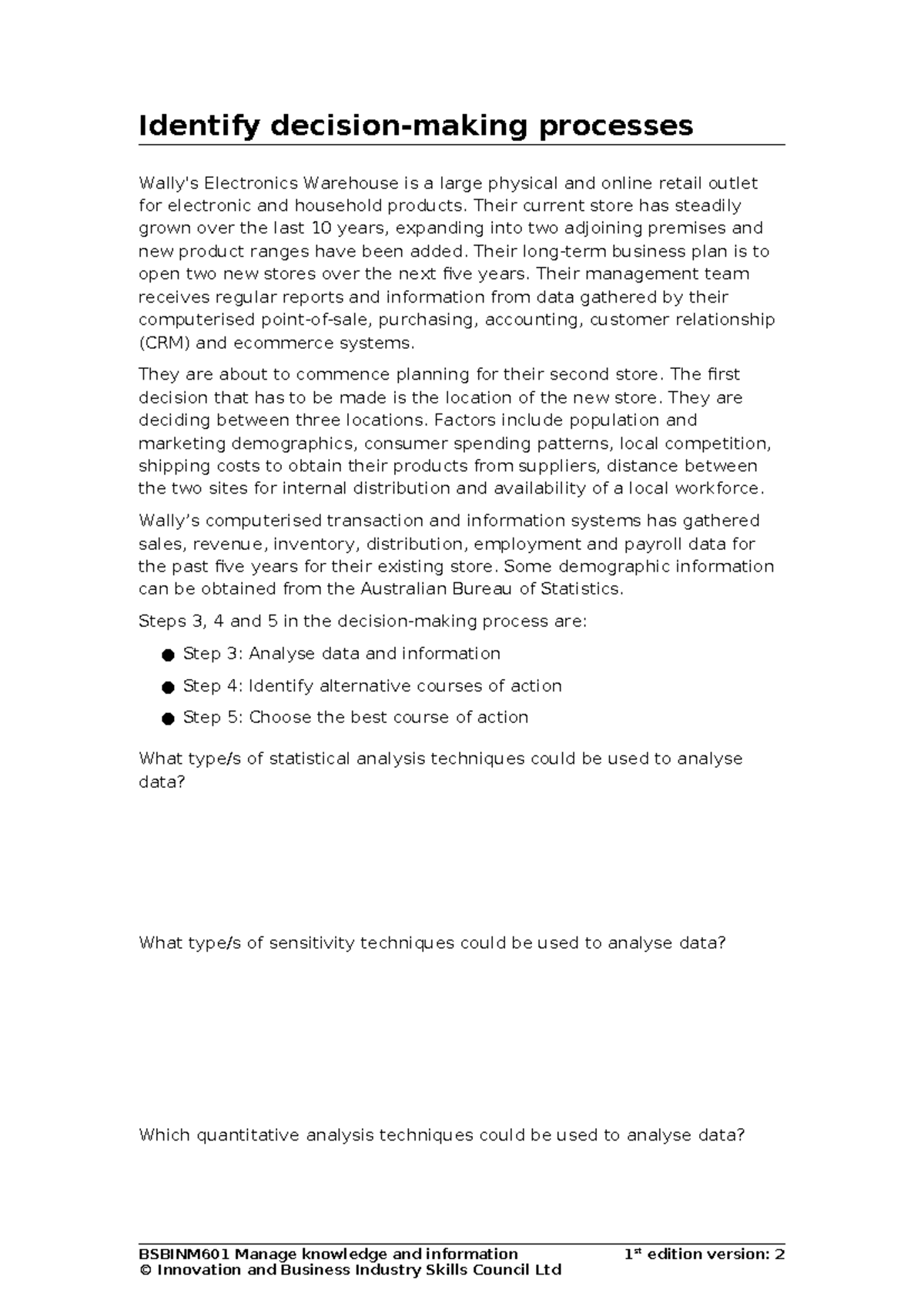 Appendix-7 - Appendix - Identify decision-making processes Wally's ...