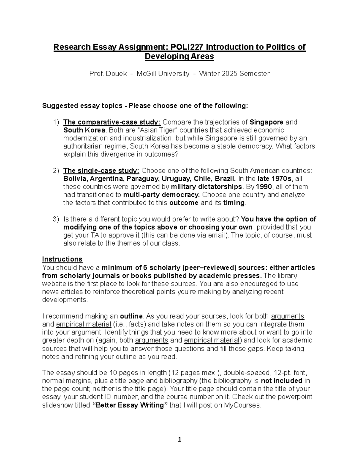 GS Paper - Assignment - 1 Research Essay Assignment: POLI227 ...