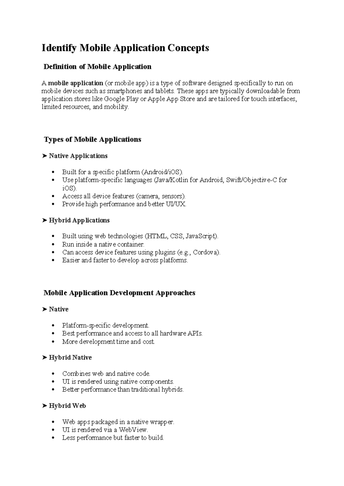 Mobile Application Development Concepts and Frameworks - Studocu