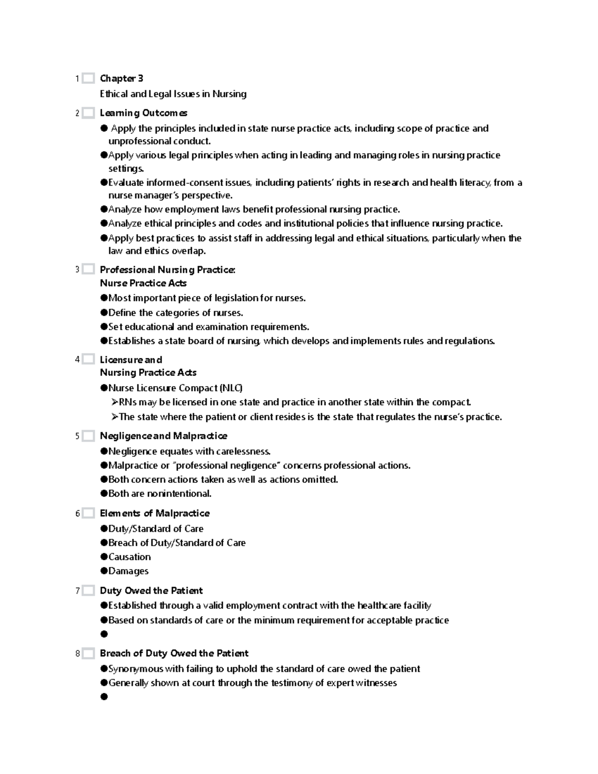 Ethics and Legal Issues in Nursing - Chapter 3 Outline (NUR 101) - Studocu