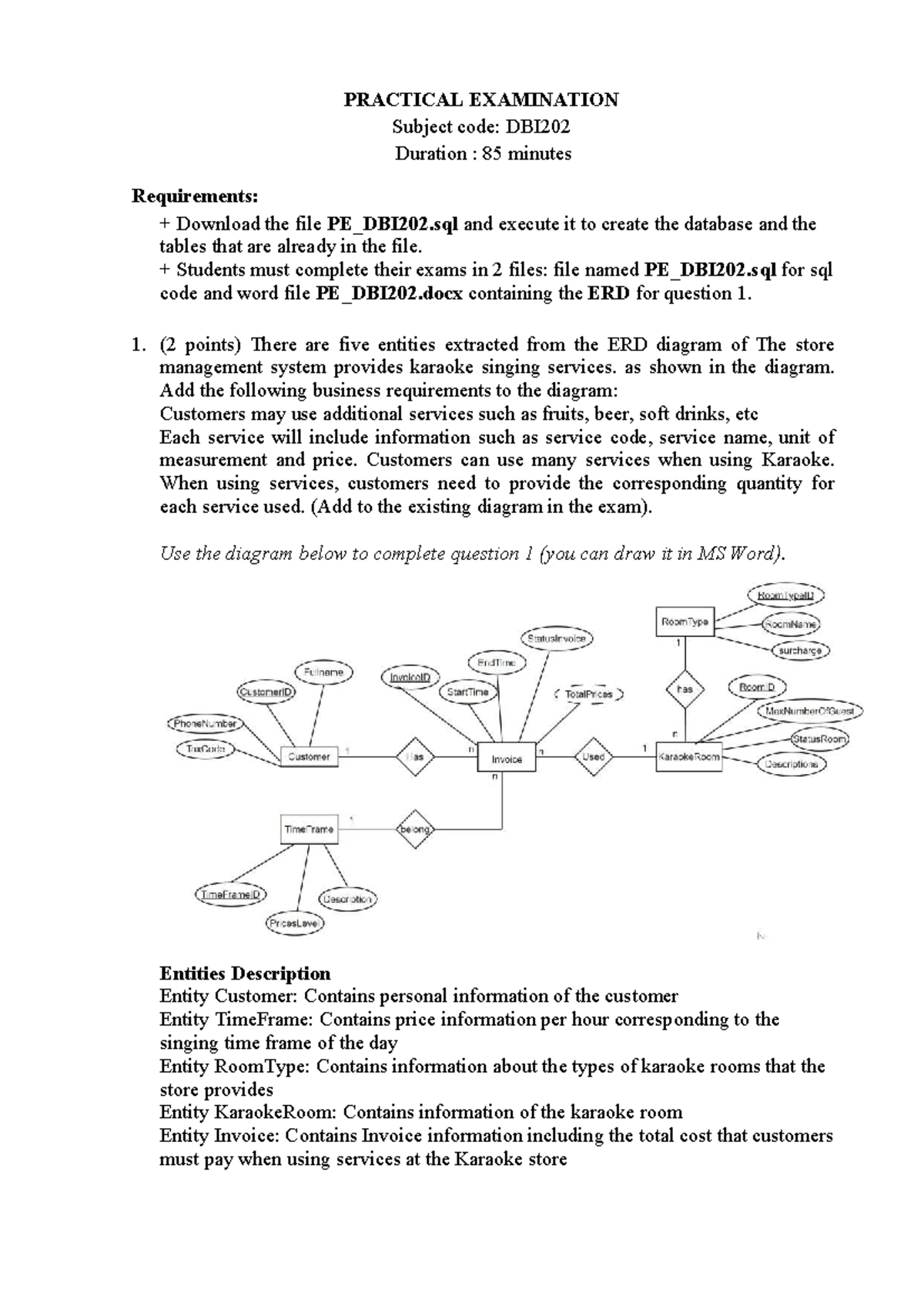PE DBI202 Practical Exam: Database Creation & ERD Tasks - Studocu