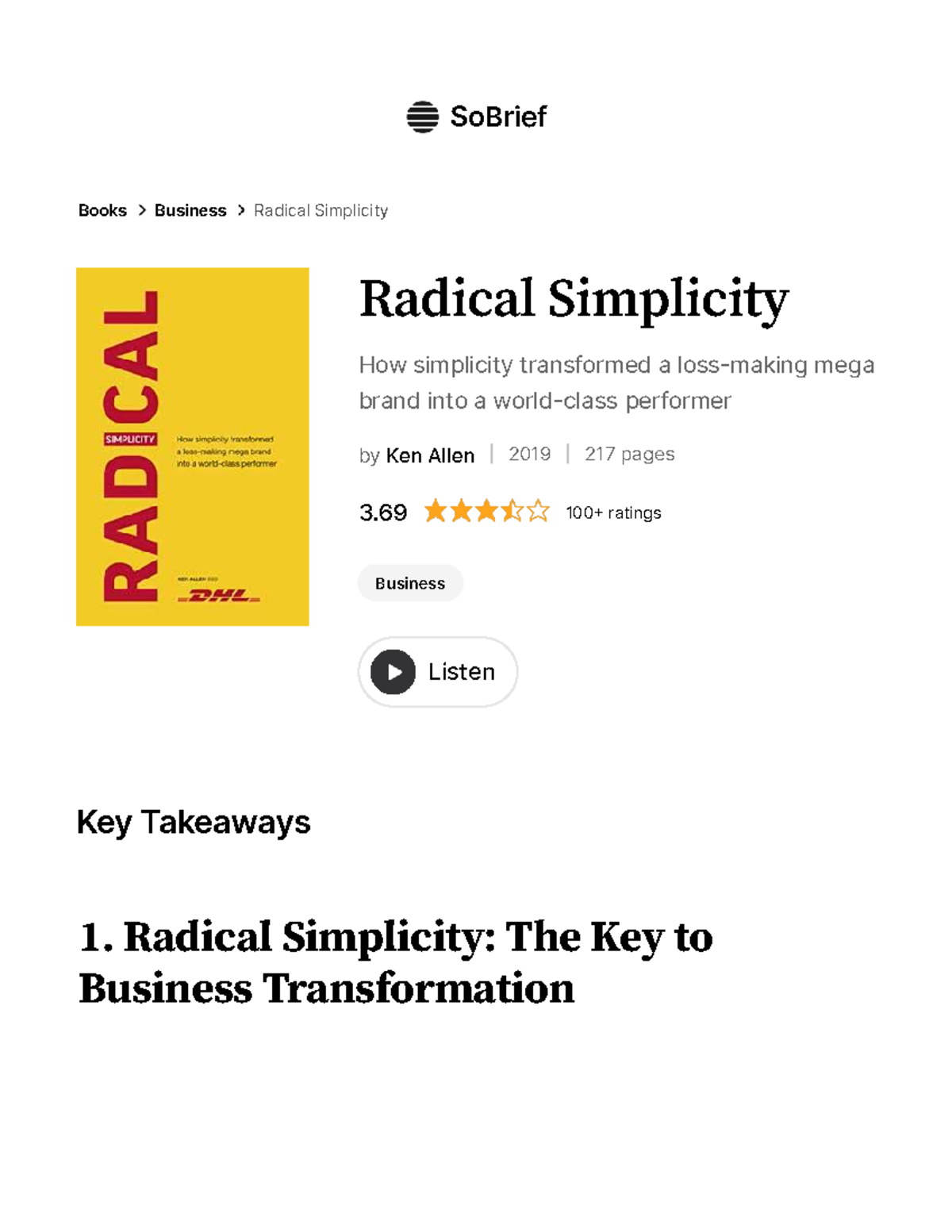 Radical Simplicity: Transforming DHL's Business Strategy (BUS 3.69 ...
