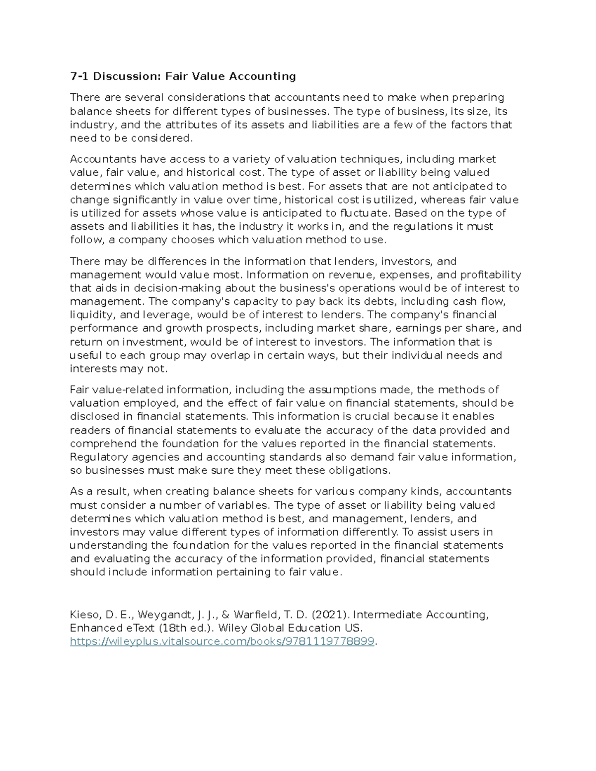 7-1 Discussion: Insights on Fair Value Accounting Principles - Studocu