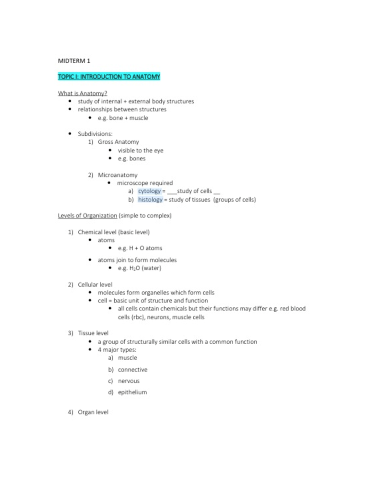 Midterm 1 notes - MIDTERM 1 — W 0 study of Internal + external body ...